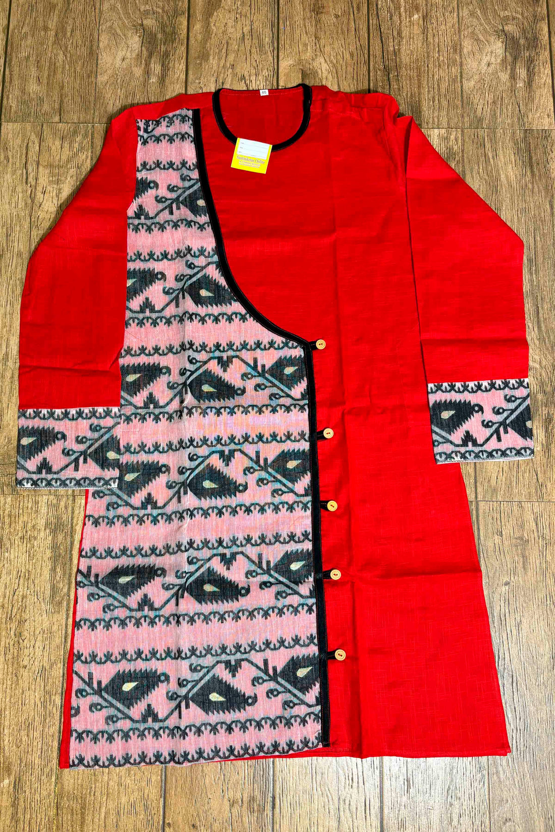 Red Cotton Jamdani Patch Work Panjabi