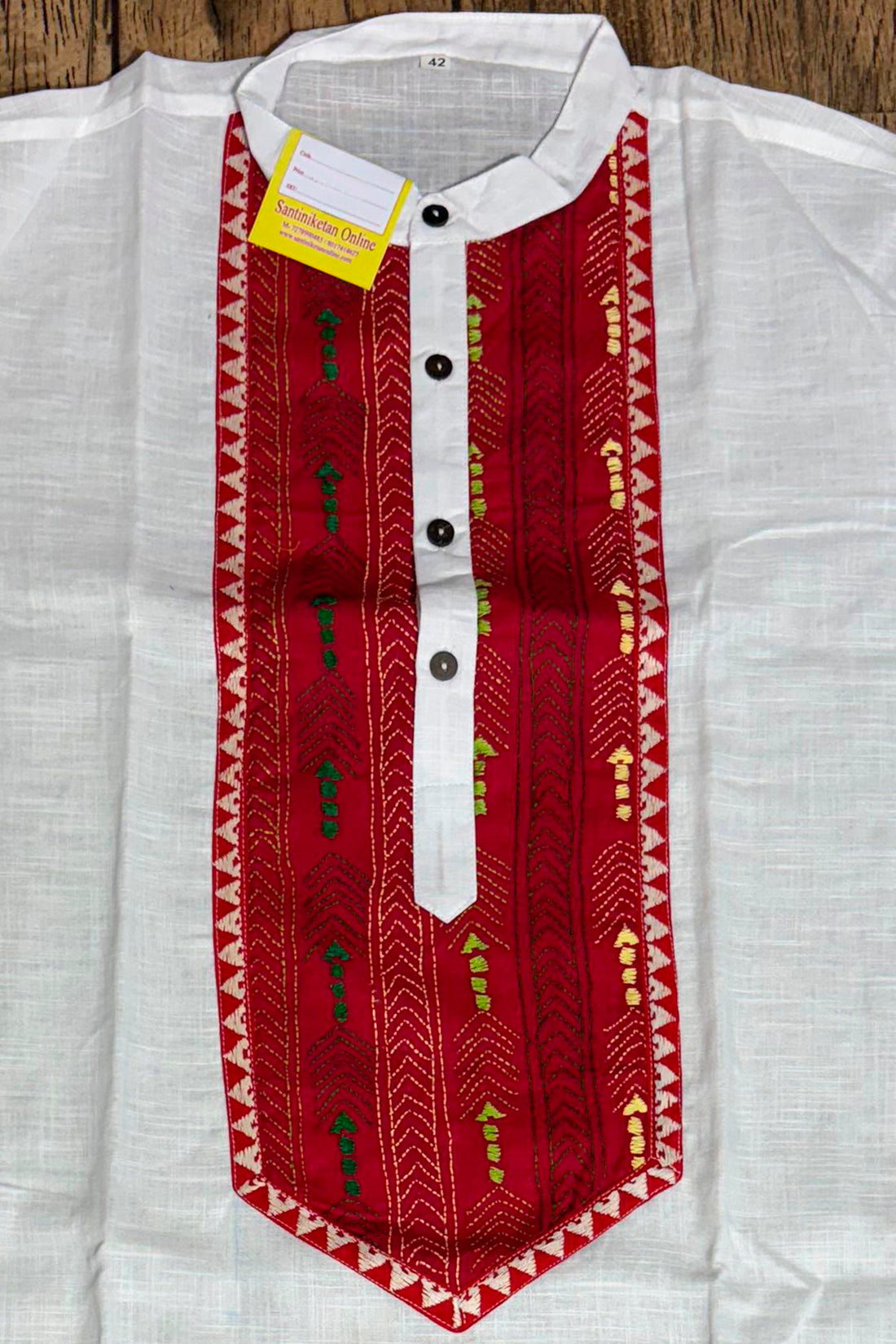 White Cotton and Kantha Patch Work Panjabi