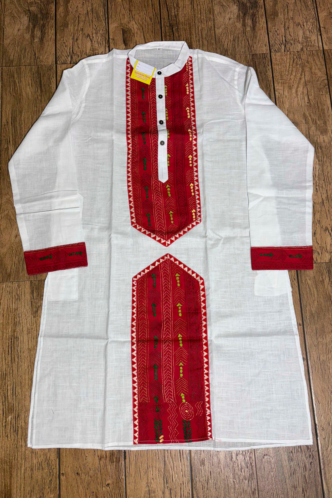 White Cotton and Kantha Patch Work Panjabi
