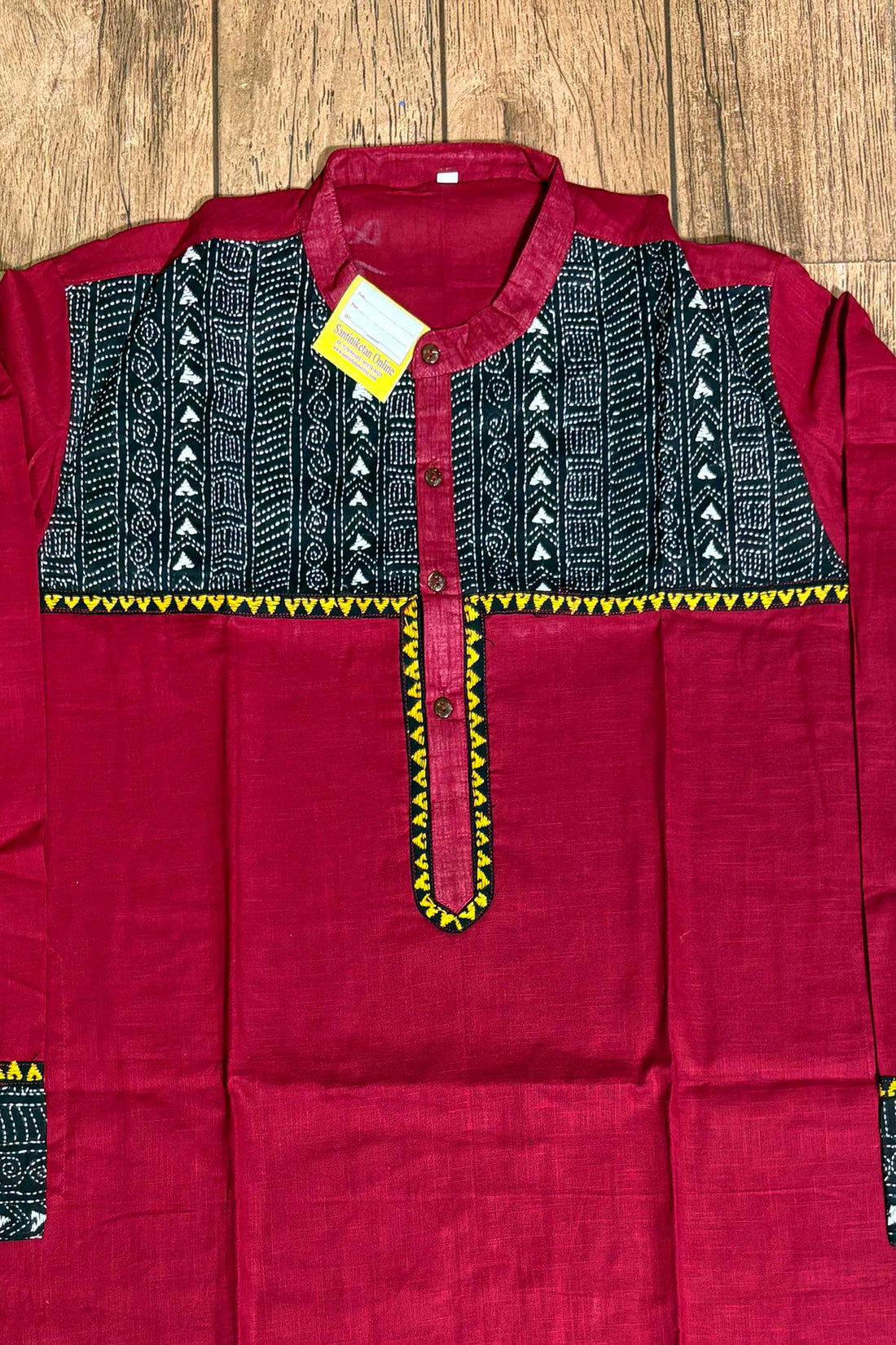 Maroon Color Cotton with Kantha Patch Work Panjabi