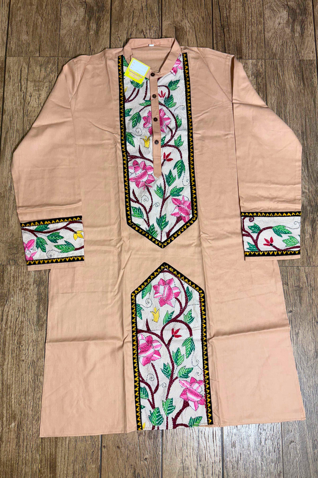Beige Cream Color Cotton with Kantha Patch Work Panjabi
