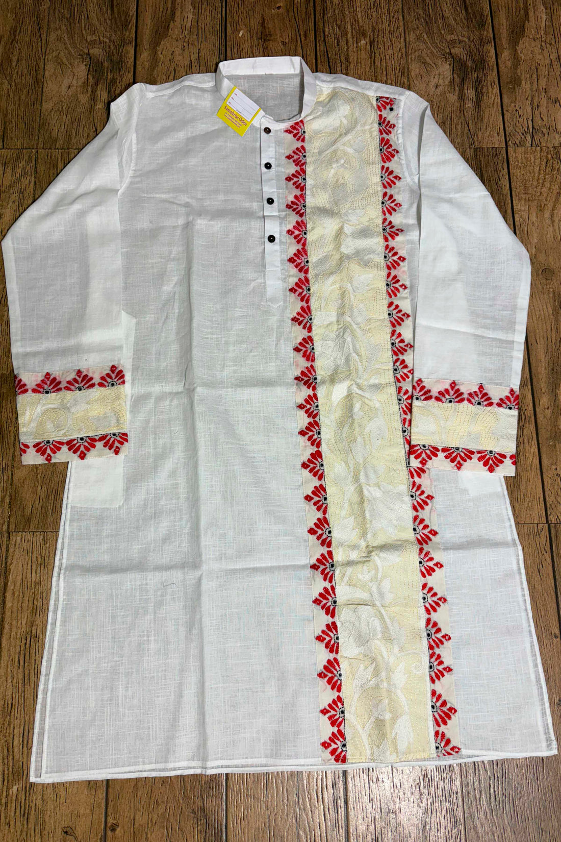White Color Cotton and Kantha Patch Work Panjabi