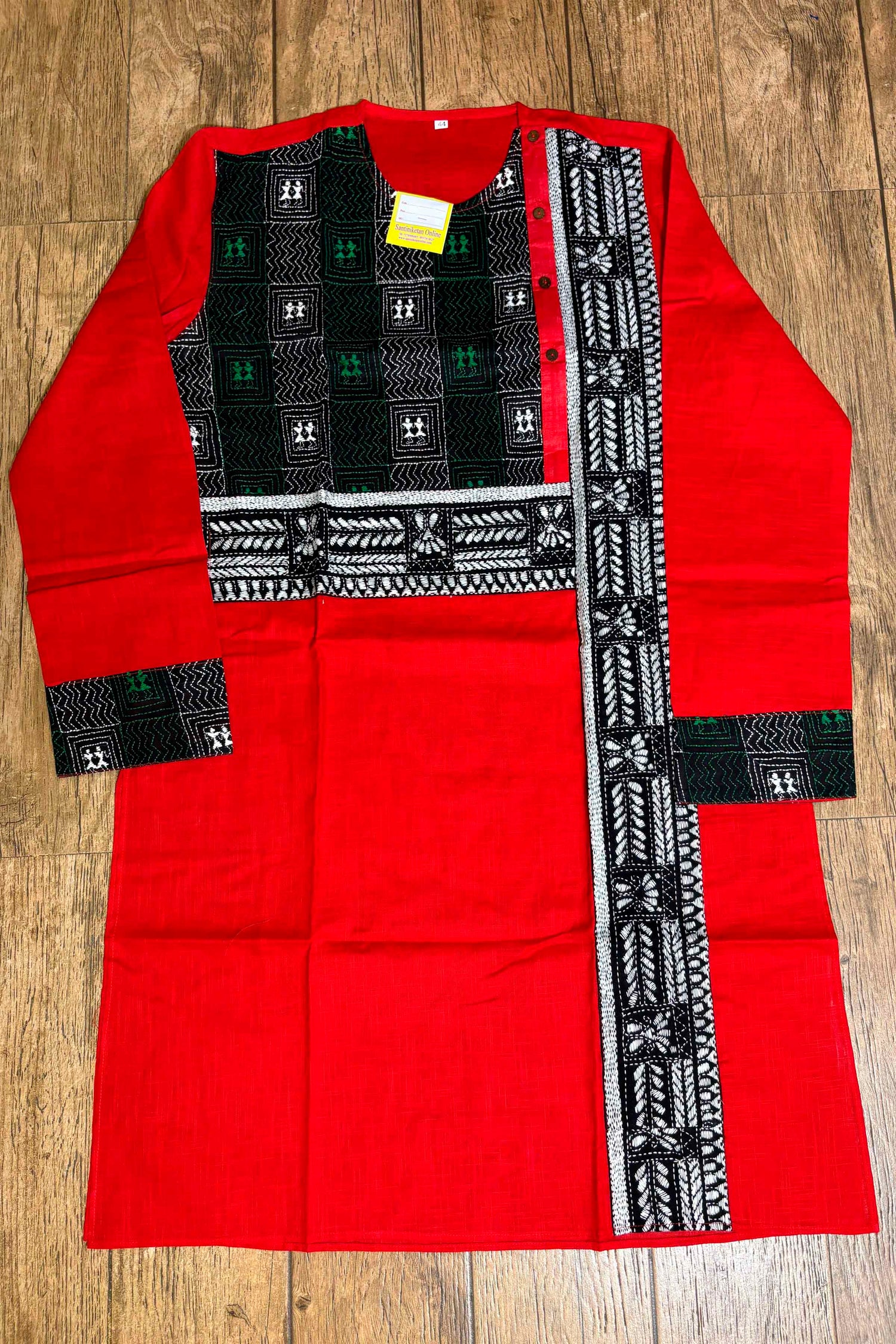 Red Color Cotton and Black color Kantha Patch Work Panjabi