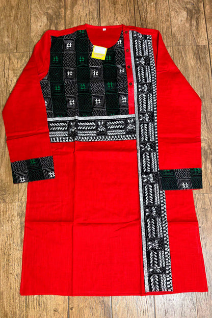 Red Color Cotton and Black color Kantha Patch Work Panjabi