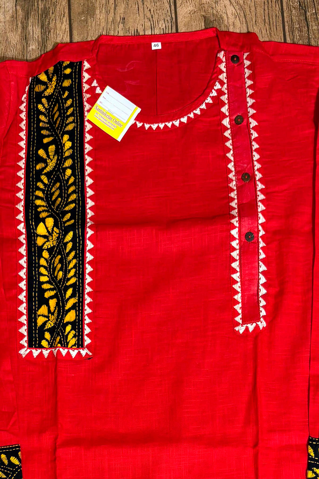 Red Color Cotton and Black color Kantha Patch Work Panjabi