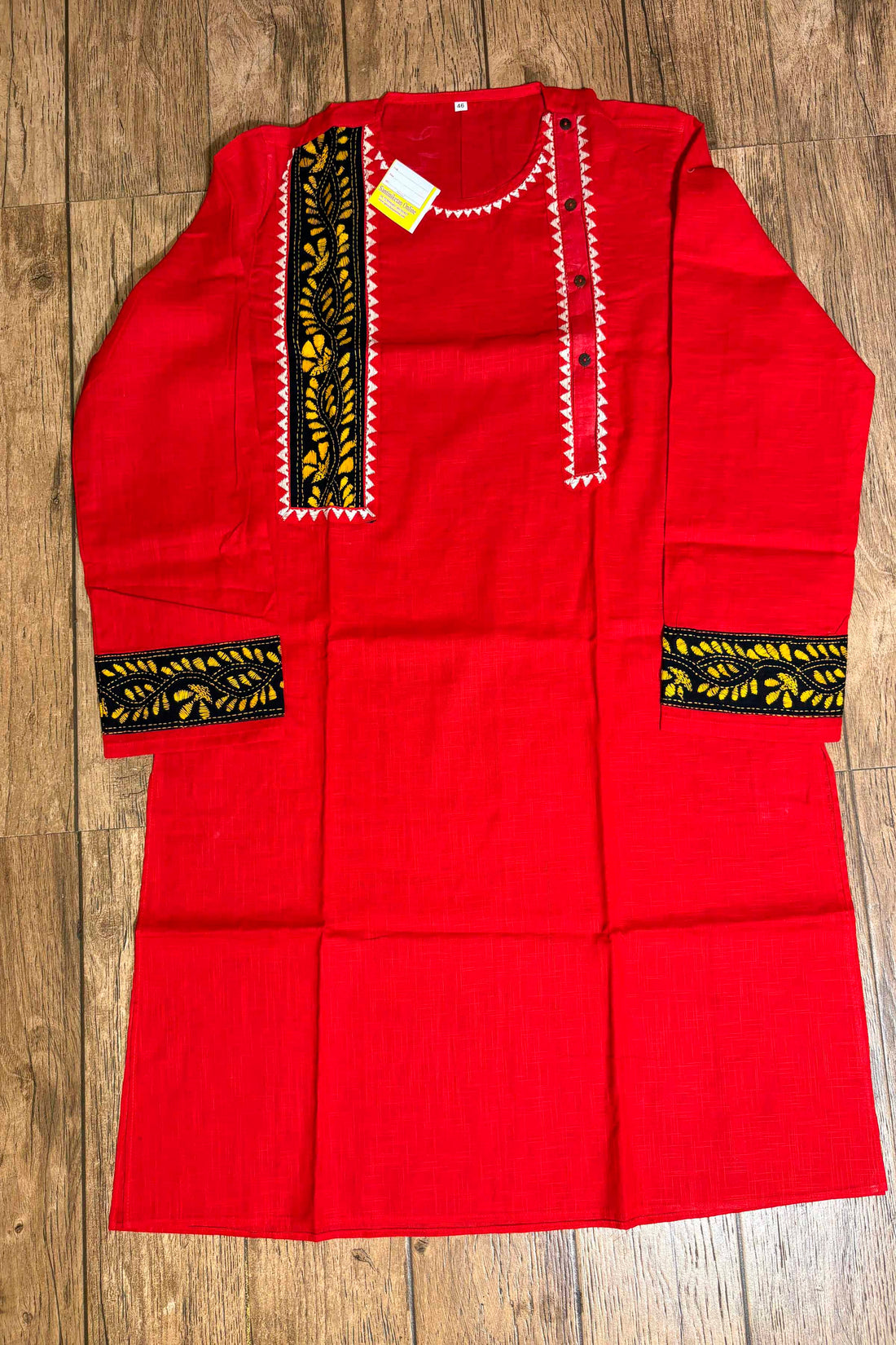 Red Color Cotton and Black color Kantha Patch Work Panjabi