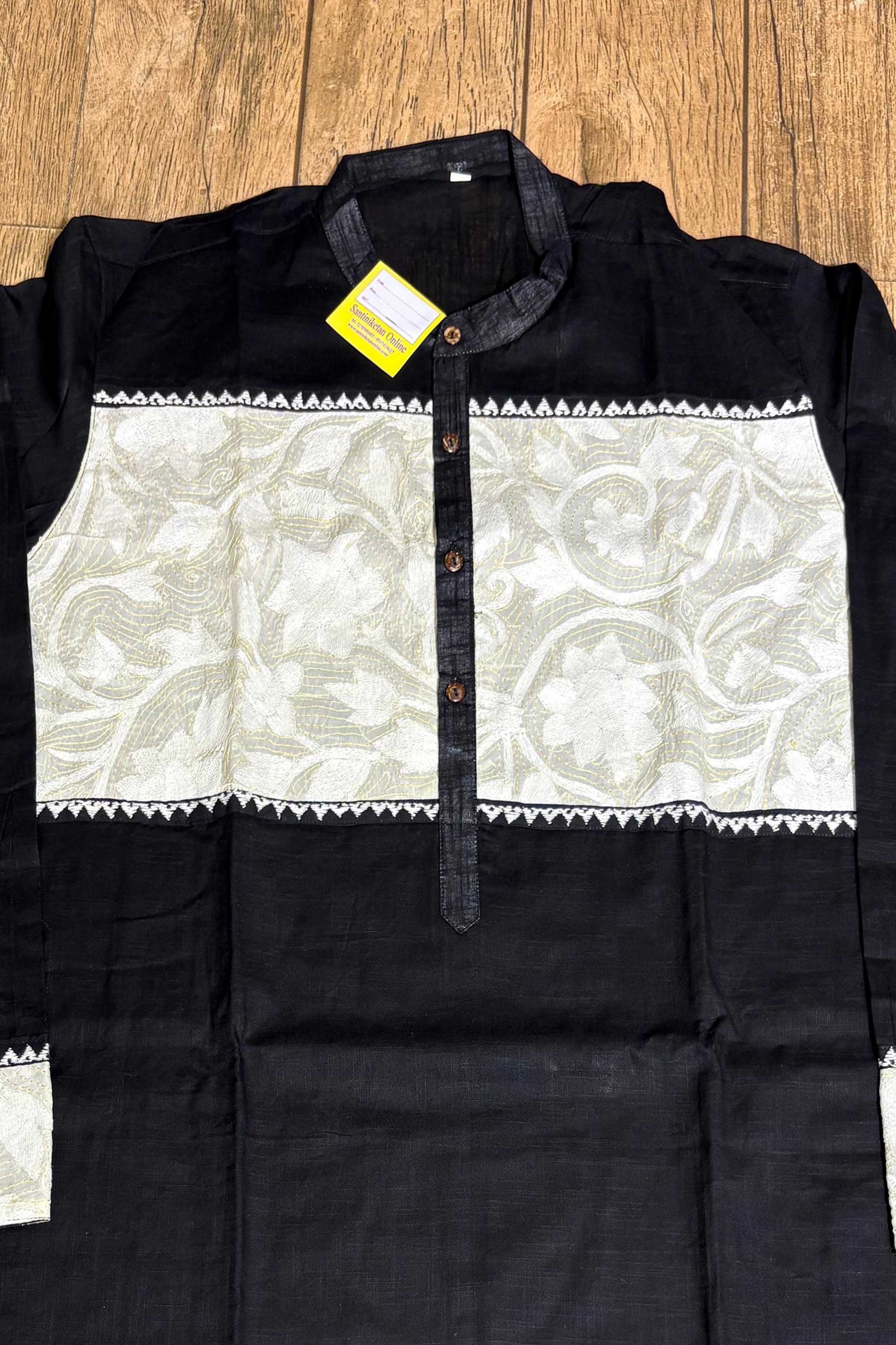 Black Color Cotton and Kantha Patch Work Panjabi