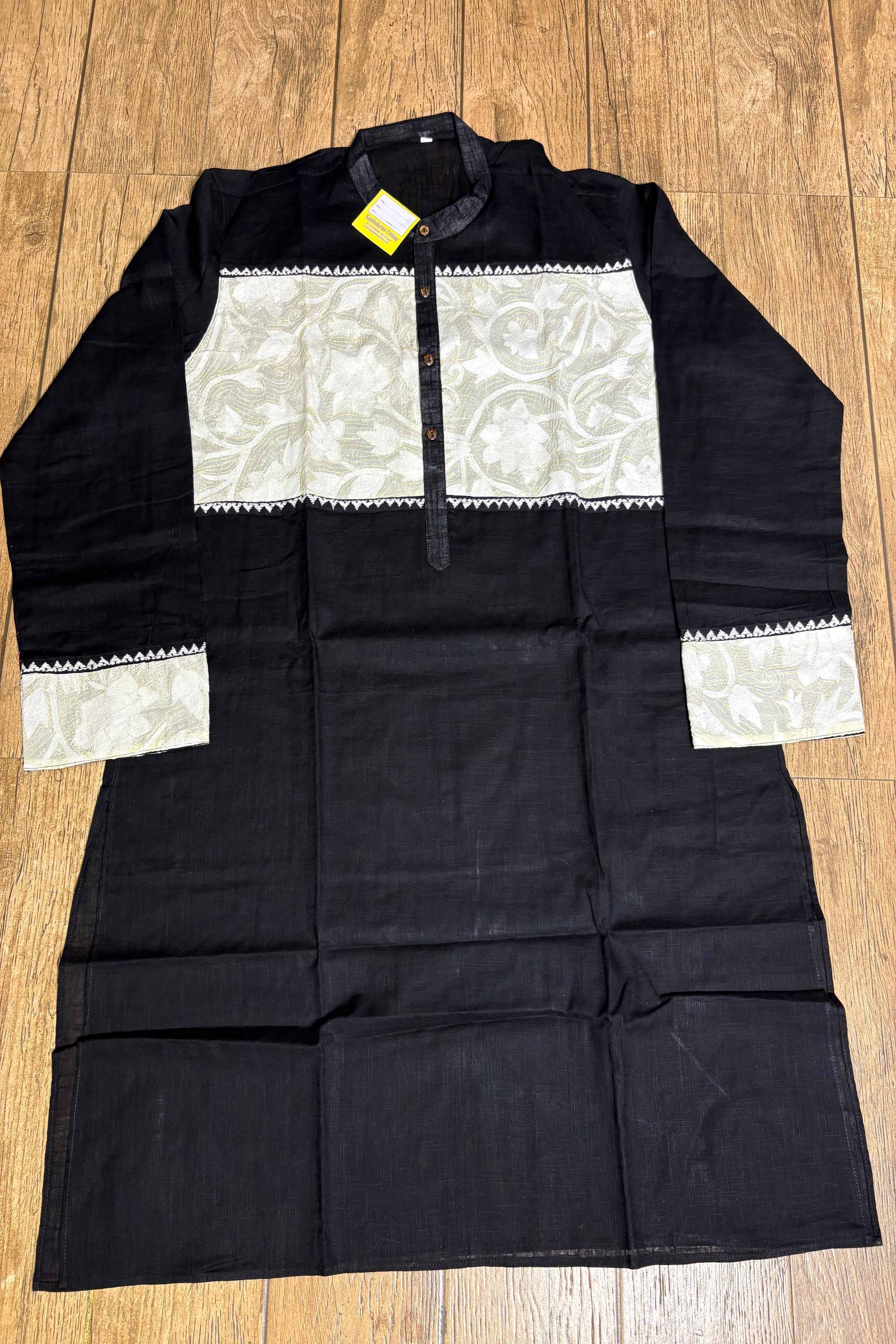 Black Color Cotton and Kantha Patch Work Panjabi