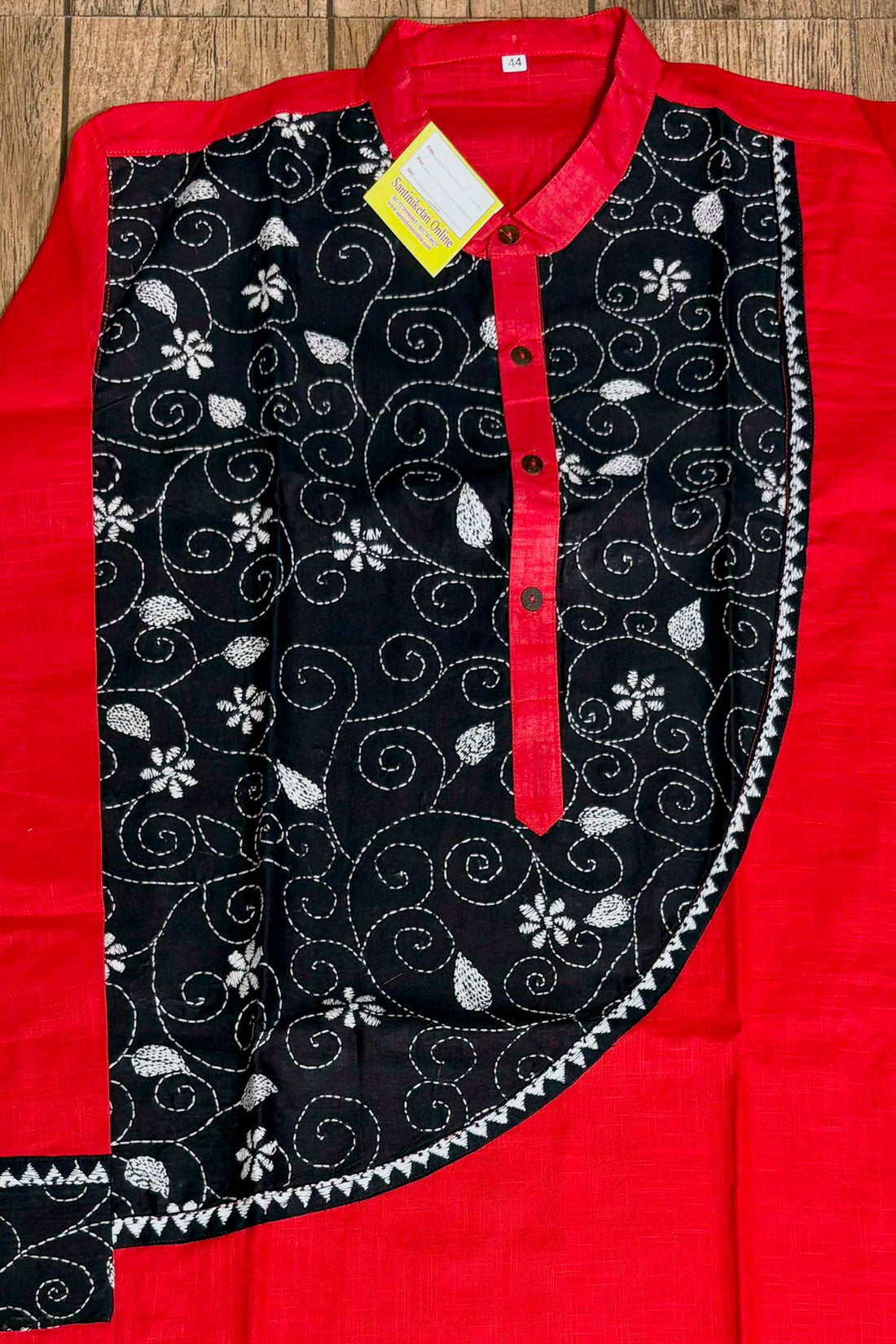 Red Color Cotton and Black color Kantha Patch Work Panjabi