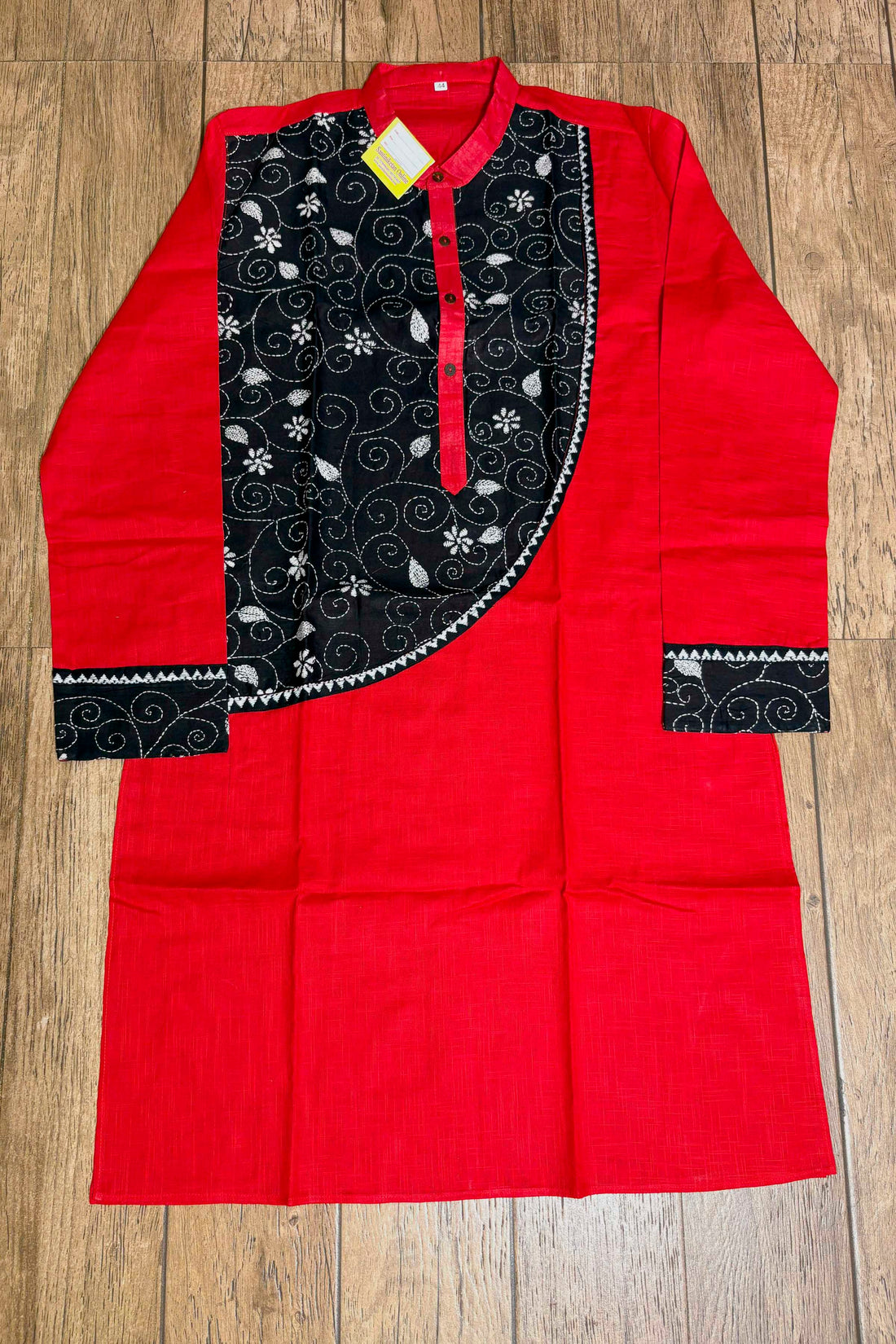 Red Color Cotton and Black color Kantha Patch Work Panjabi