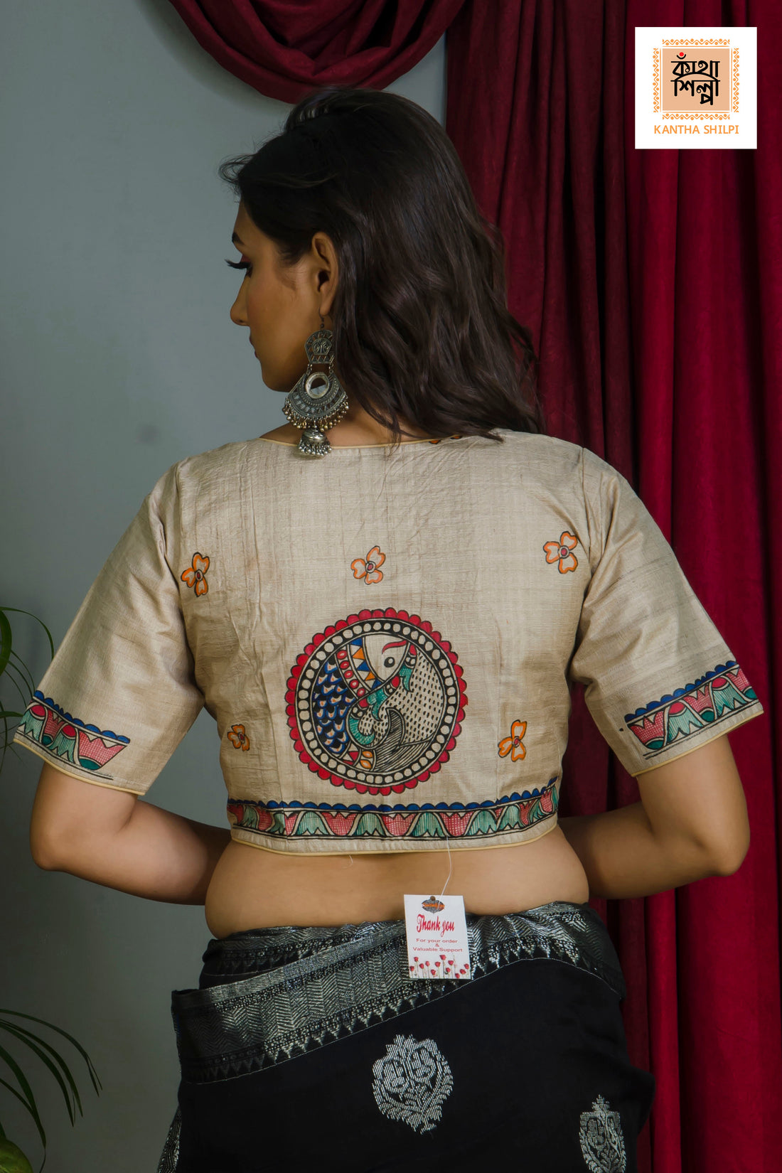 Pure Gachi Tussar Original Hand Madhubani Painting Blouse