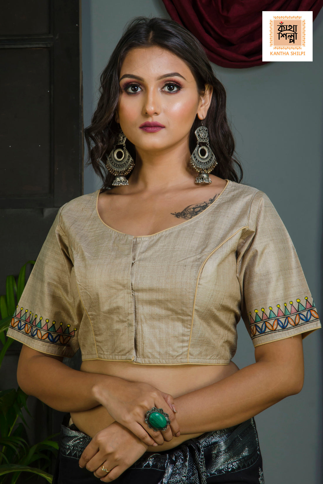 Pure Gachi Tussar Original Hand Madhubani Painting Blouse
