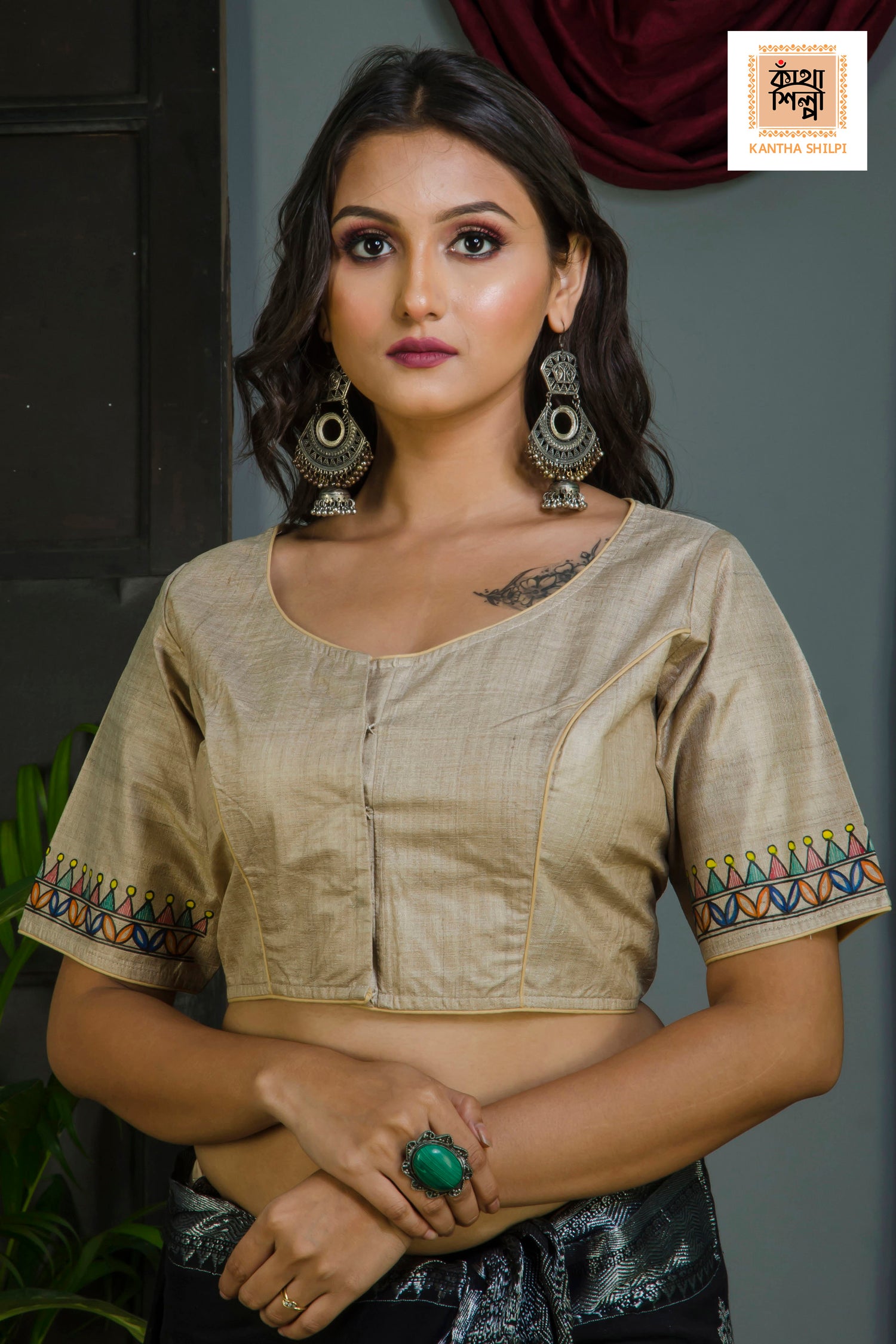Pure Gachi Tussar Original Hand Madhubani Painting Blouse