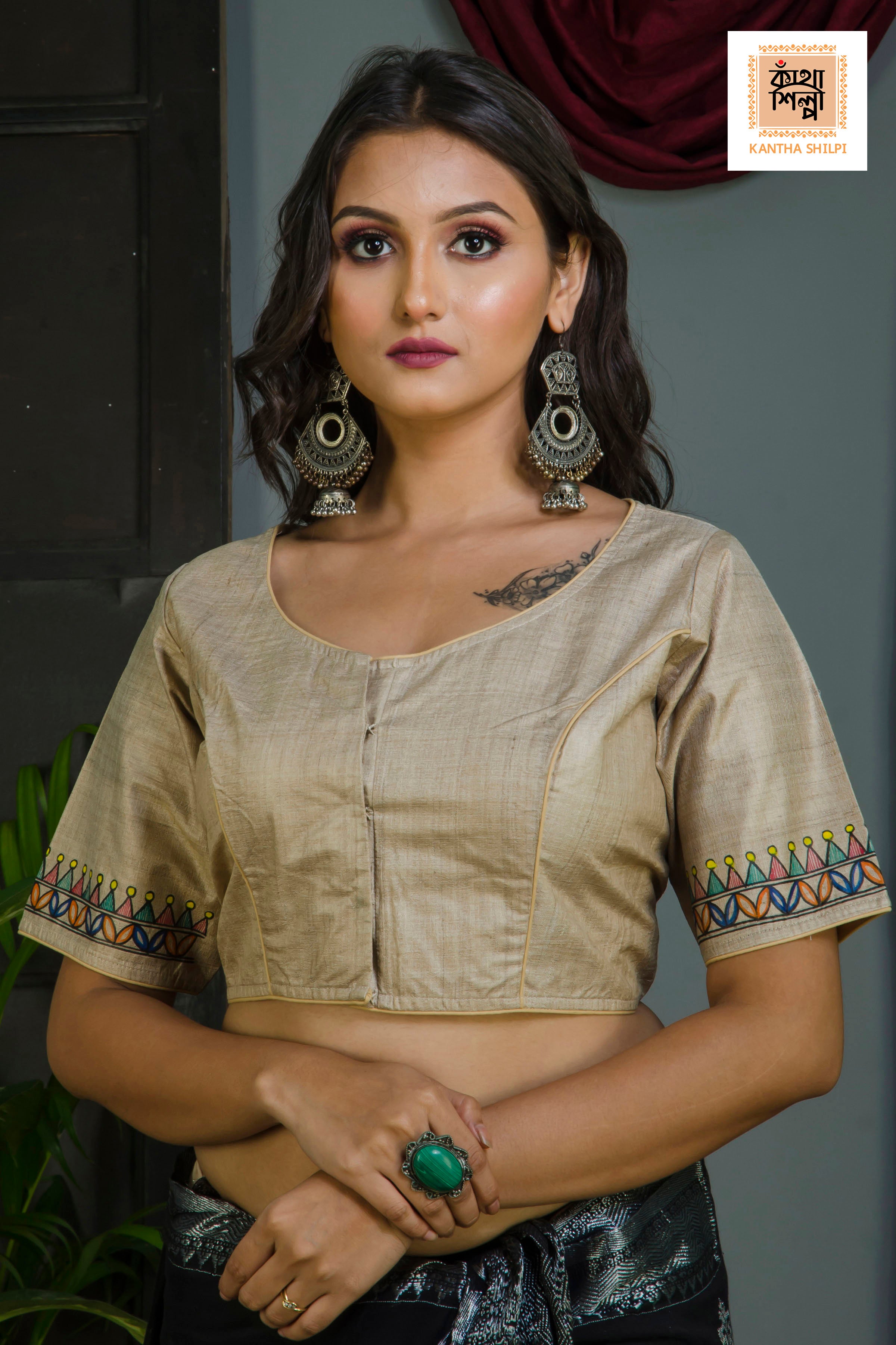Pure Gachi Tussar Original Hand Madhubani Painting Blouse