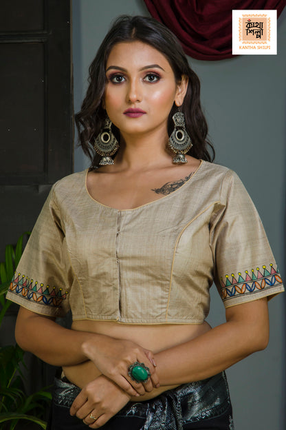 Pure Gachi Tussar Original Hand Madhubani Painting Blouse