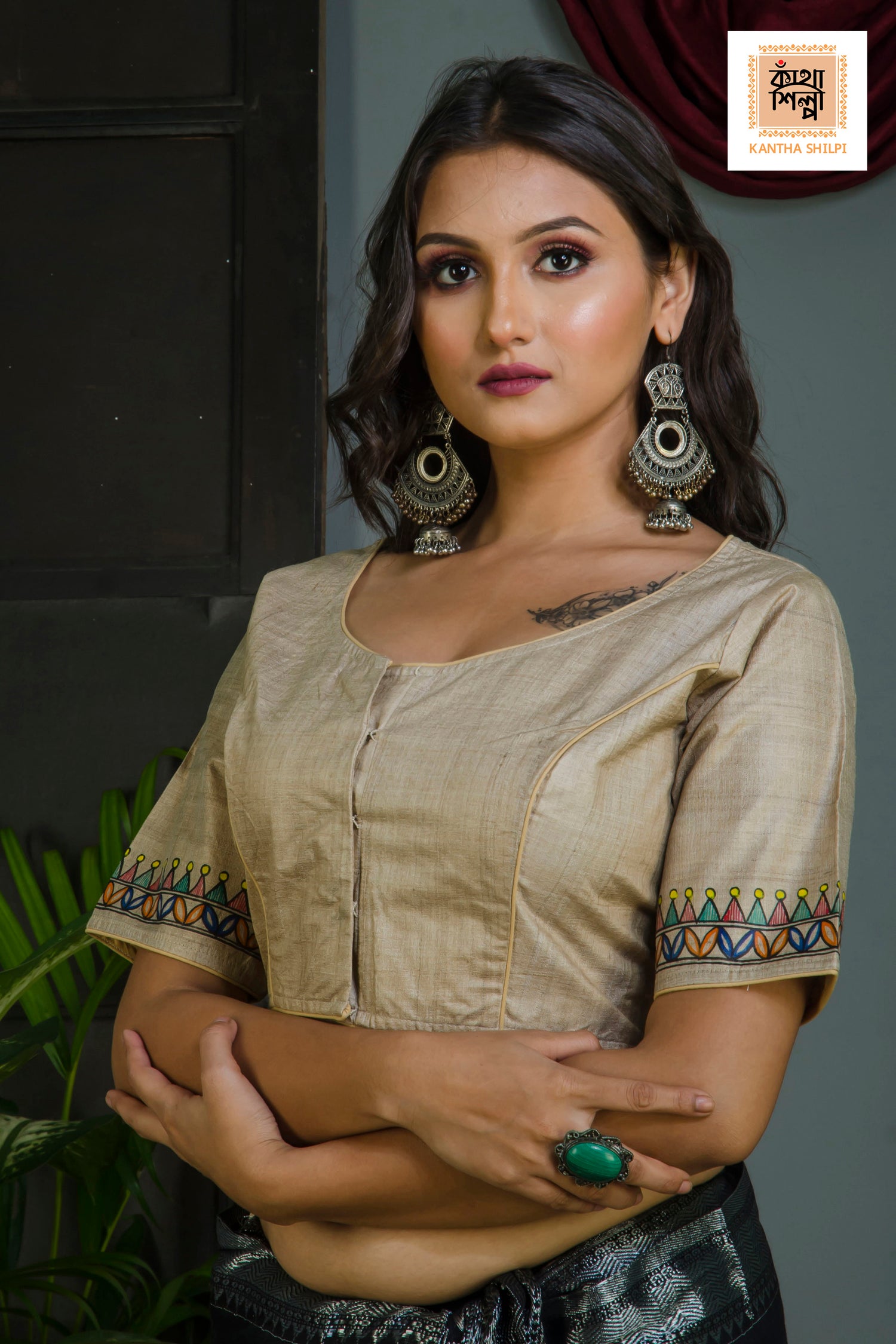 Pure Gachi Tussar Original Hand Madhubani Painting Blouse