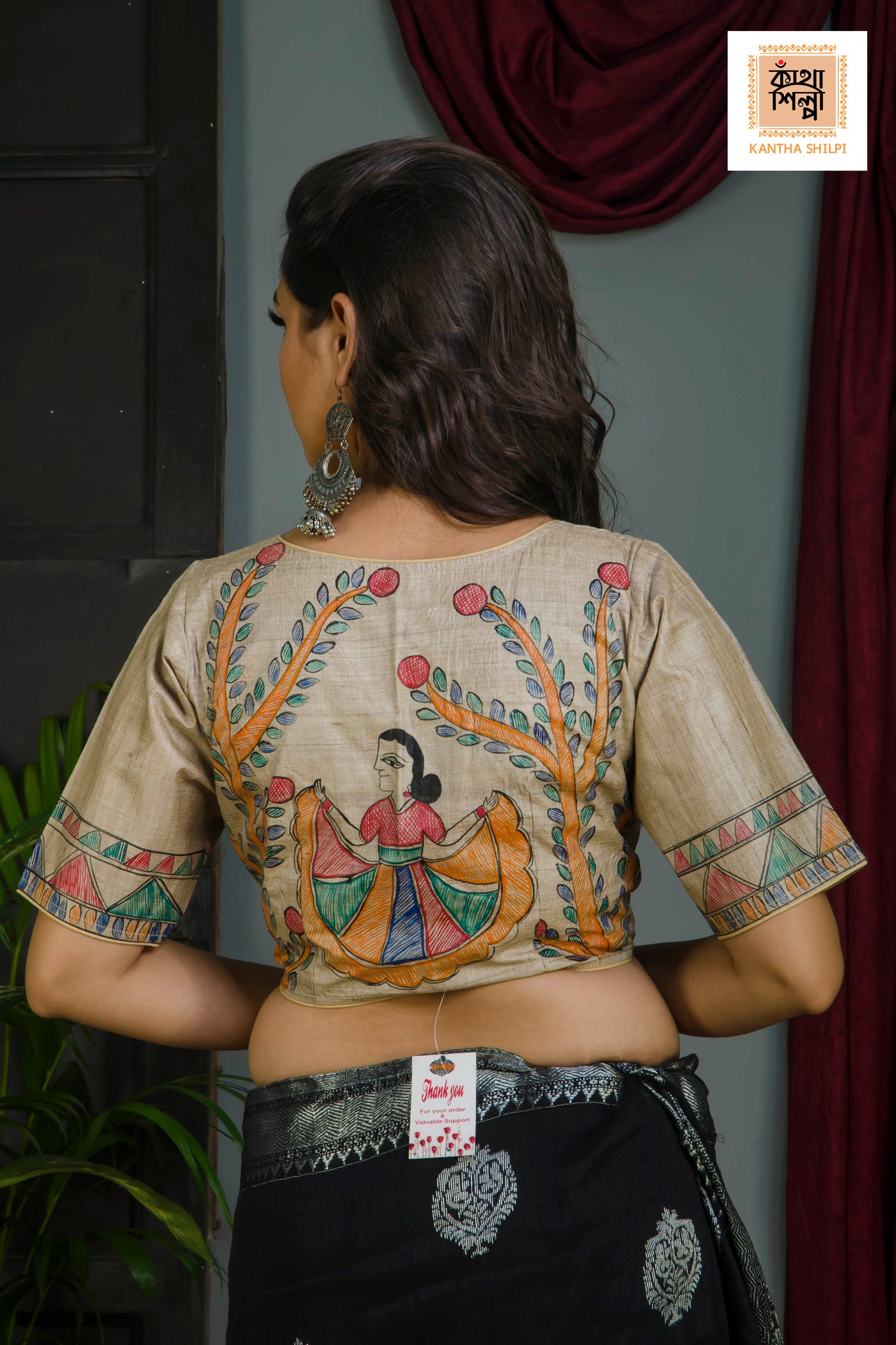 Pure Gachi Tussar Original Hand Madhubani Painting Blouse