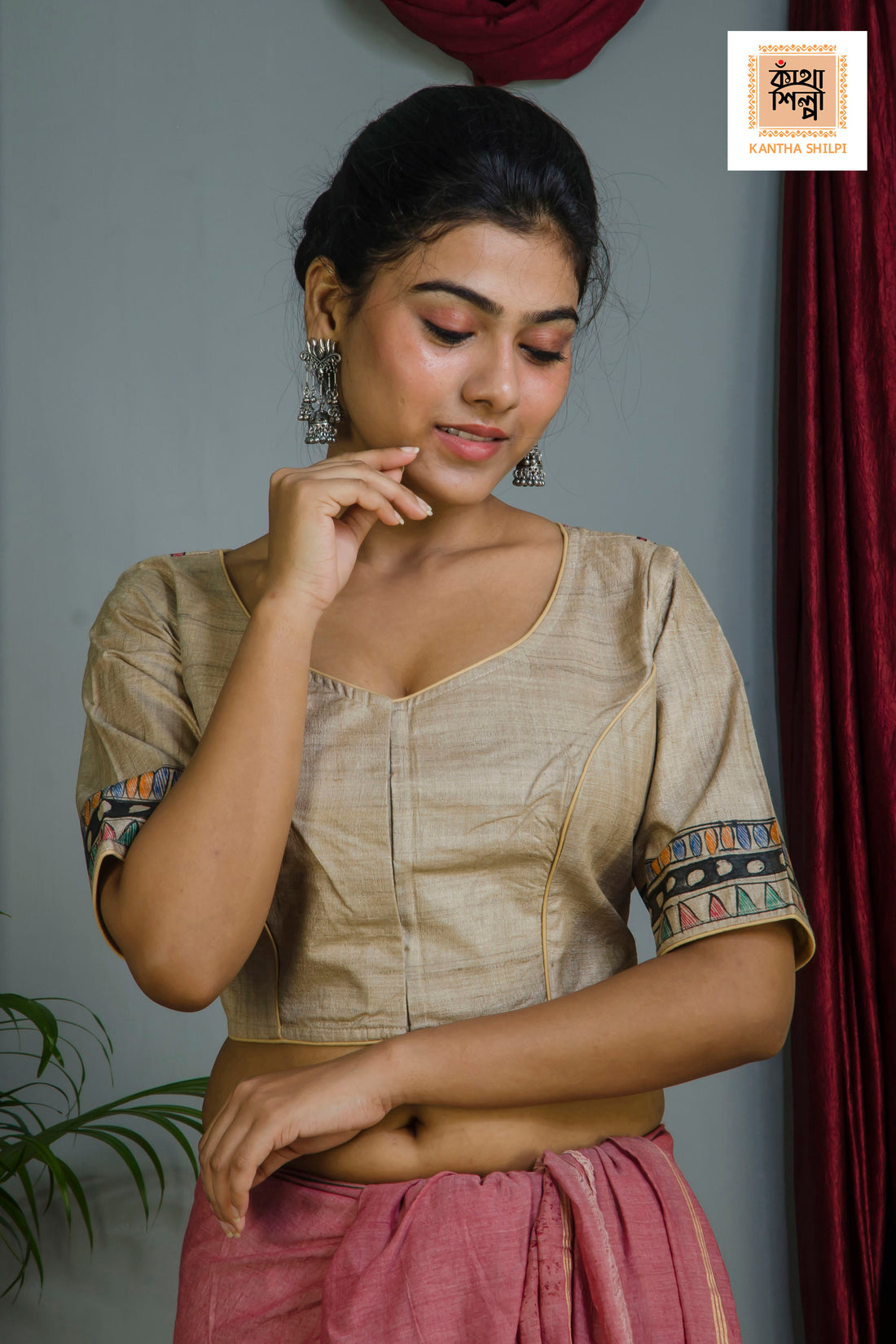 Pure Gachi Tussar Original Hand Madhubani Painting Blouse