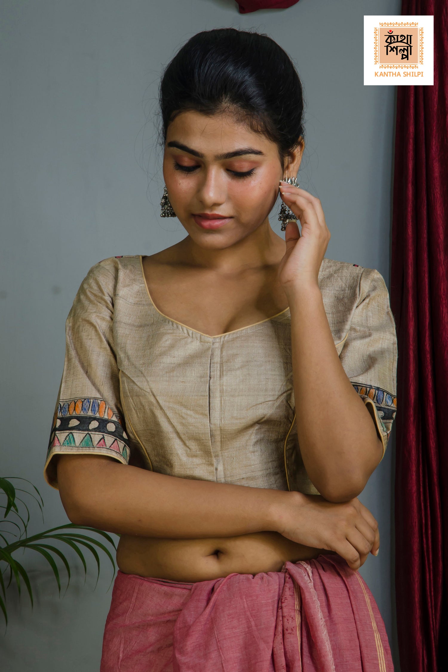 Pure Gachi Tussar Original Hand Madhubani Painting Blouse