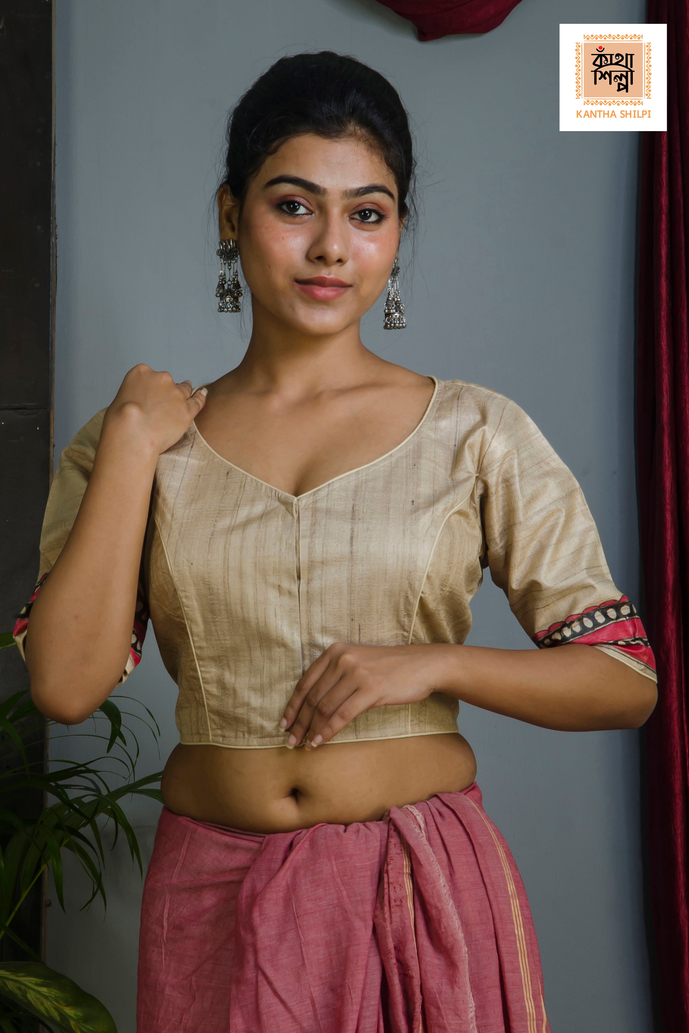 Pure Gachi Tussar Original Hand Madhubani Painting Blouse