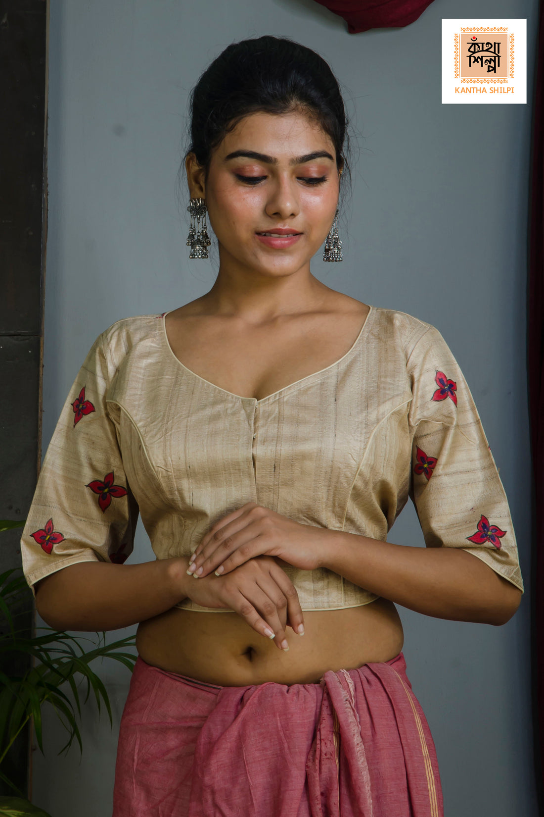 Pure Gachi Tussar Original Hand Madhubani Painting Blouse