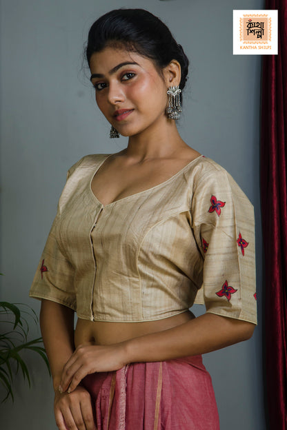 Pure Gachi Tussar Original Hand Madhubani Painting Blouse