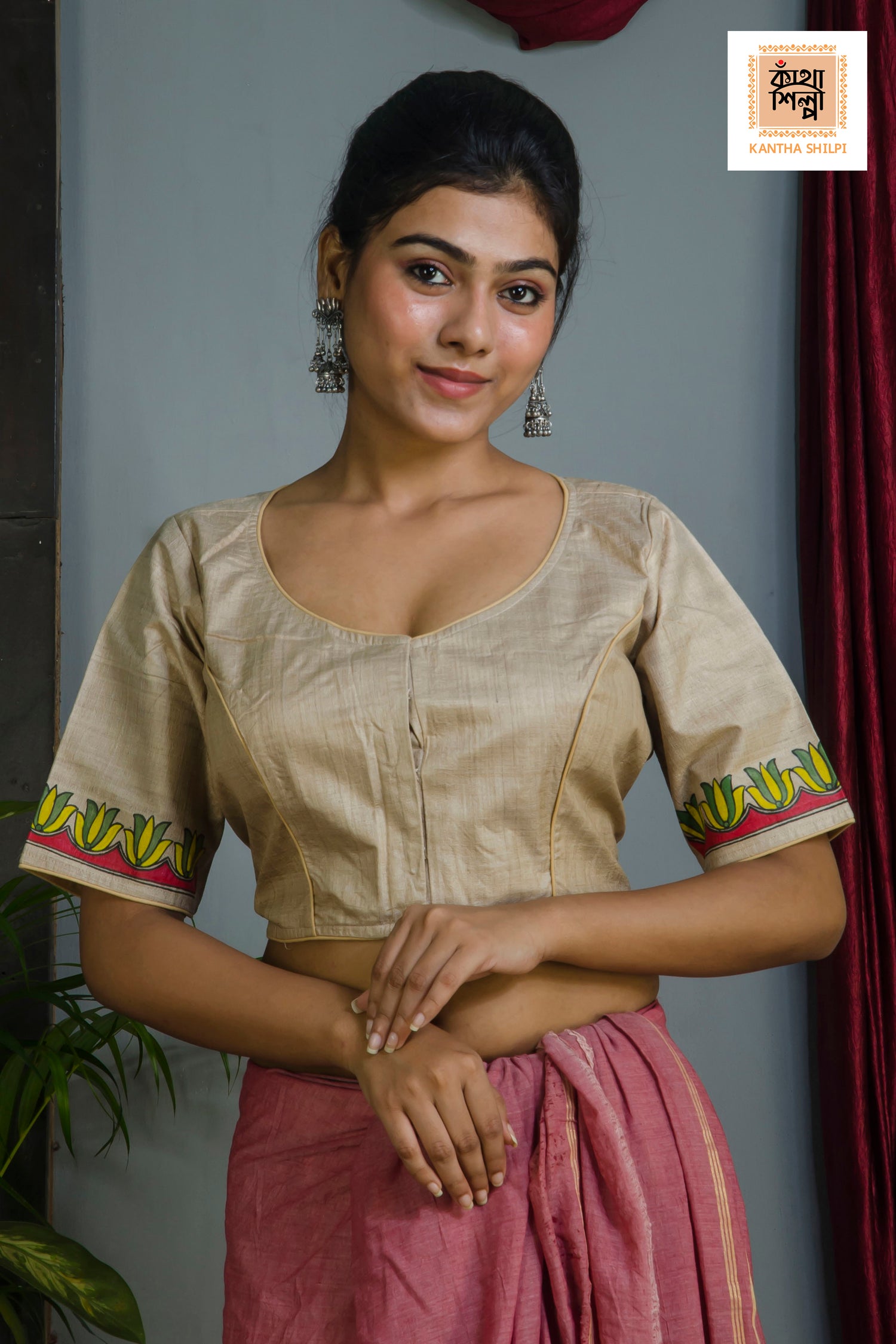 Pure Gachi Tussar Original Hand Madhubani Painting Blouse