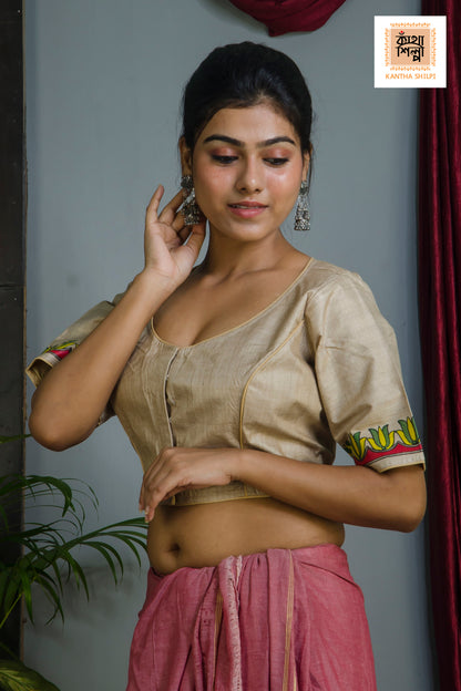 Pure Gachi Tussar Original Hand Madhubani Painting Blouse