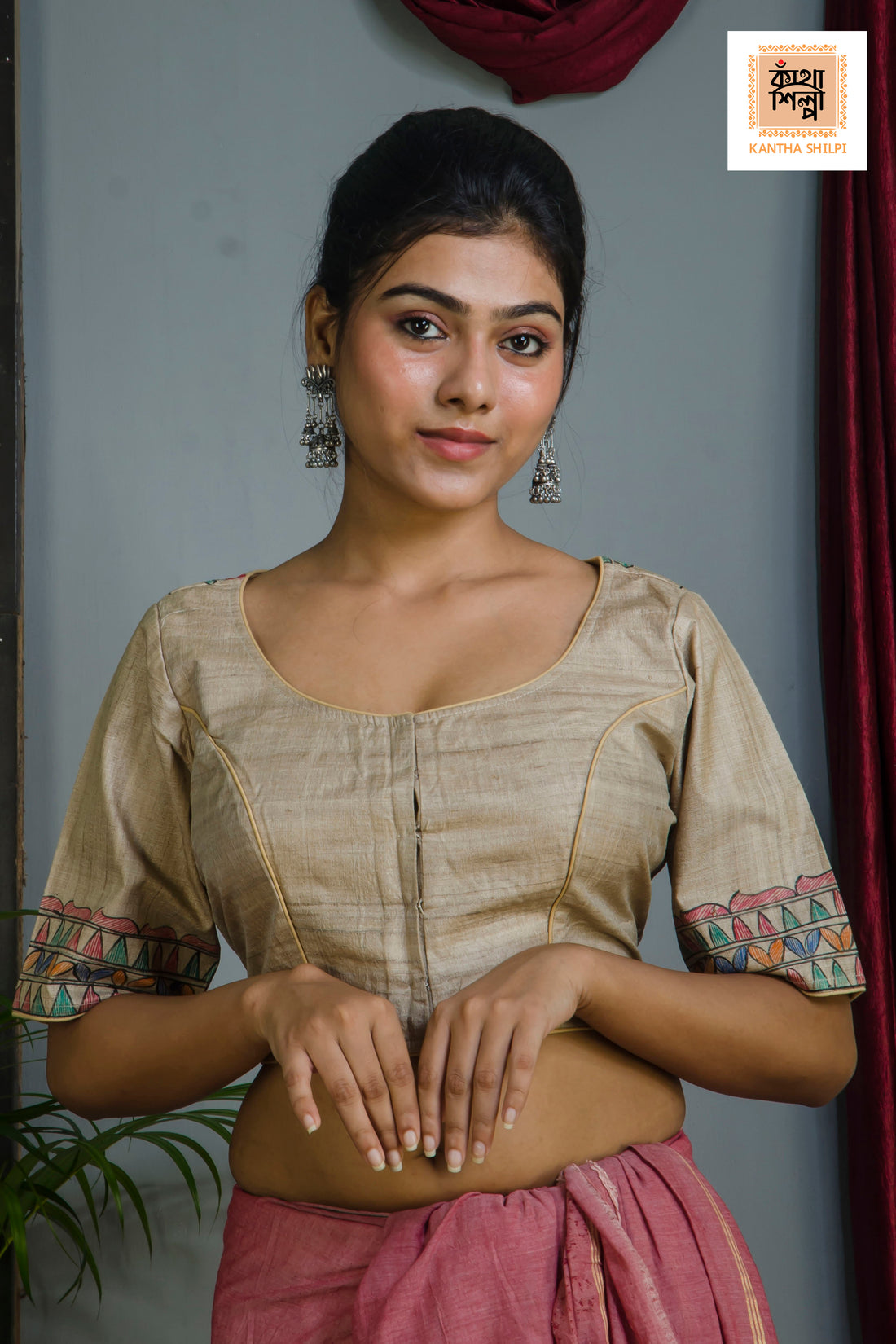 Pure Gachi Tussar Original Hand Madhubani Painting Blouse