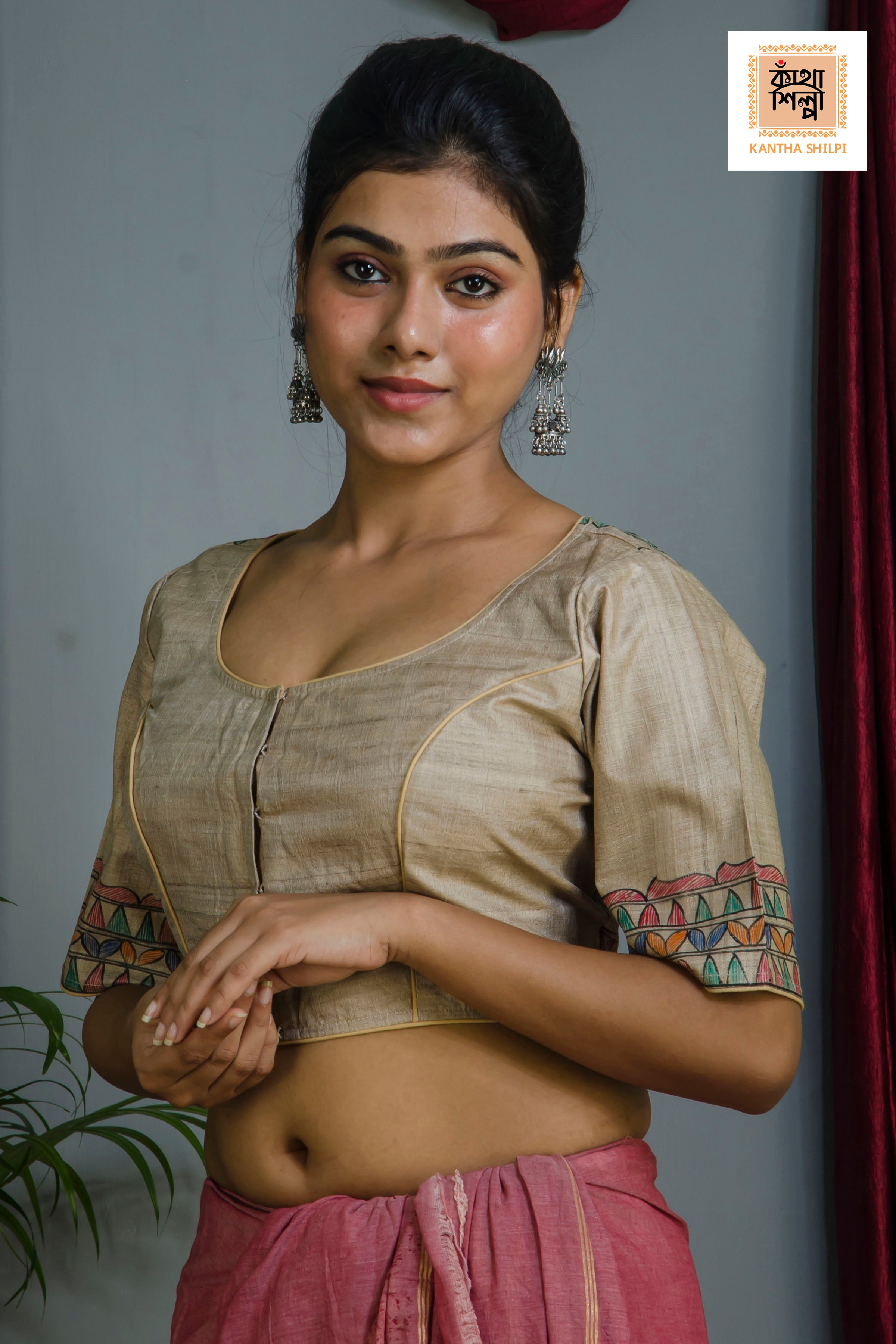Pure Gachi Tussar Original Hand Madhubani Painting Blouse