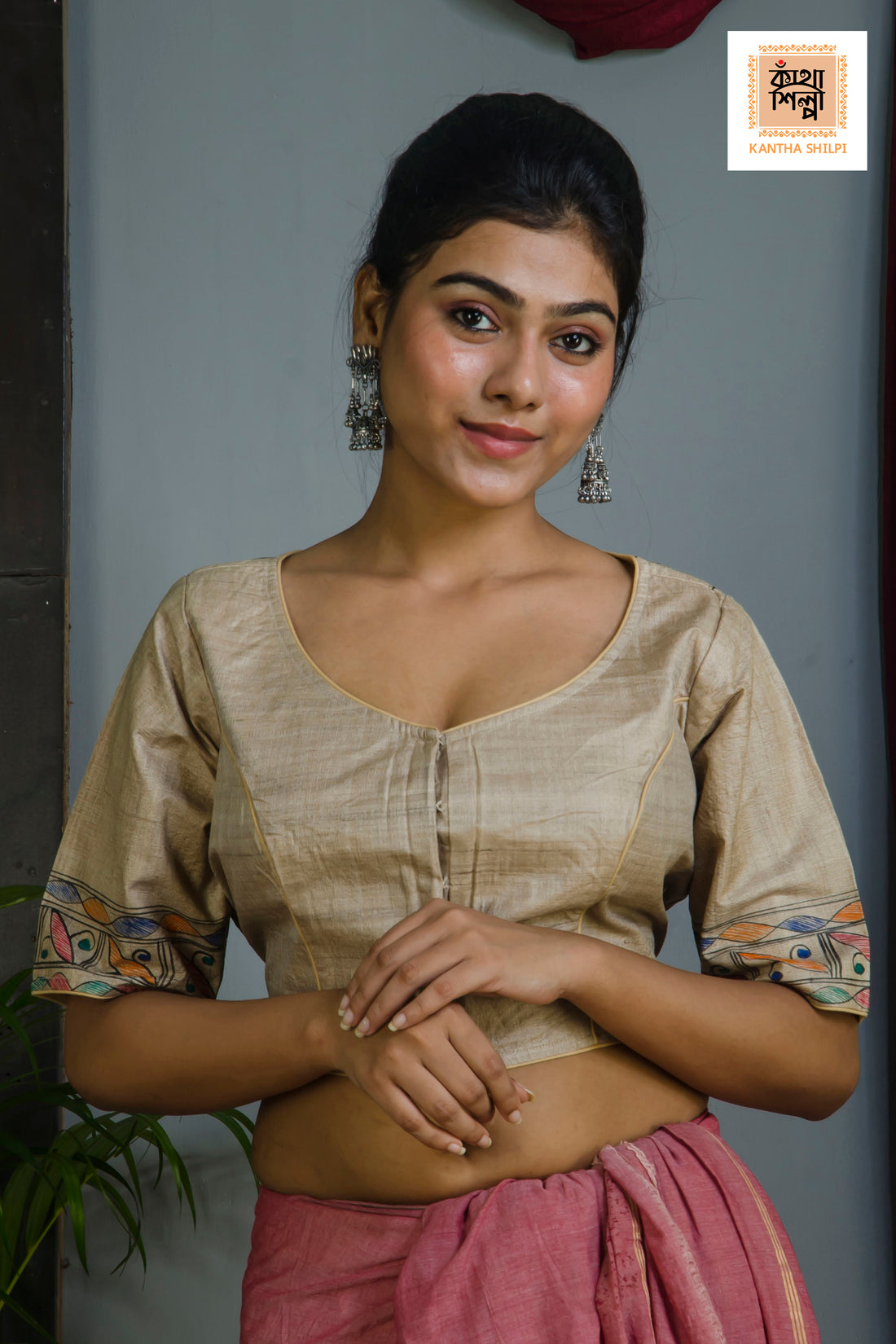 Pure Gachi Tussar Original Hand Madhubani Painting Blouse