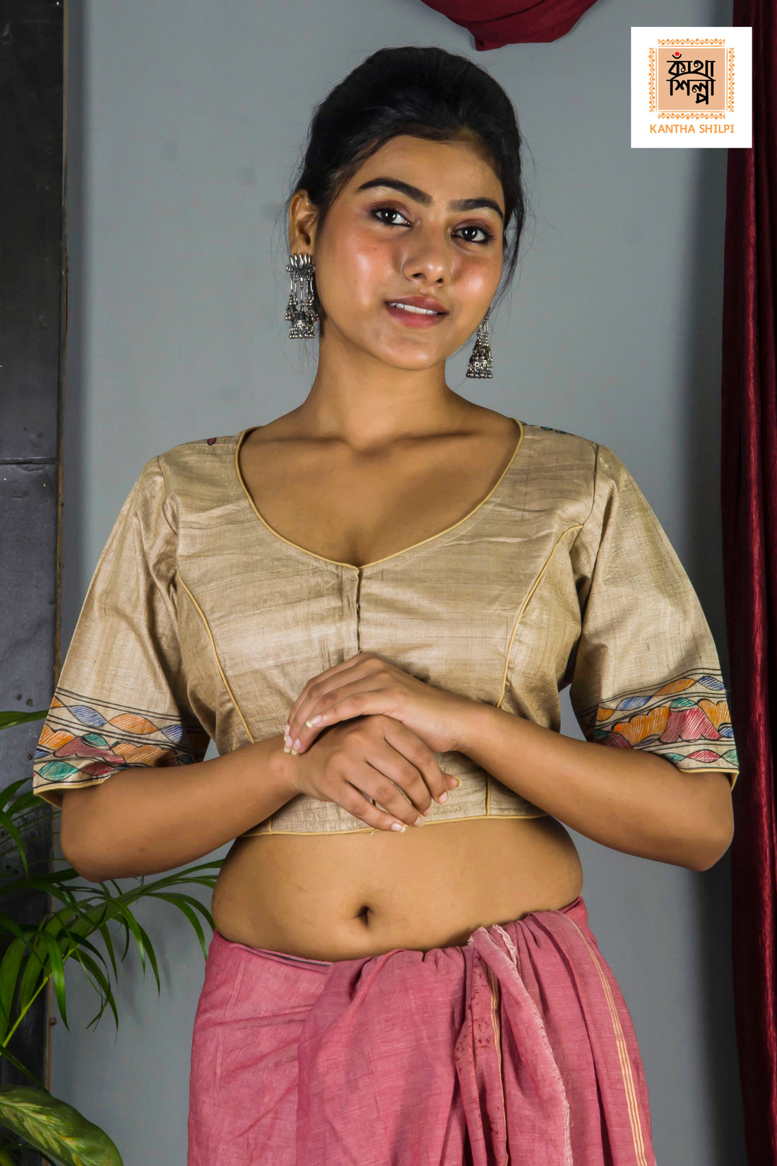 Pure Gachi Tussar Original Hand Madhubani Painting Blouse