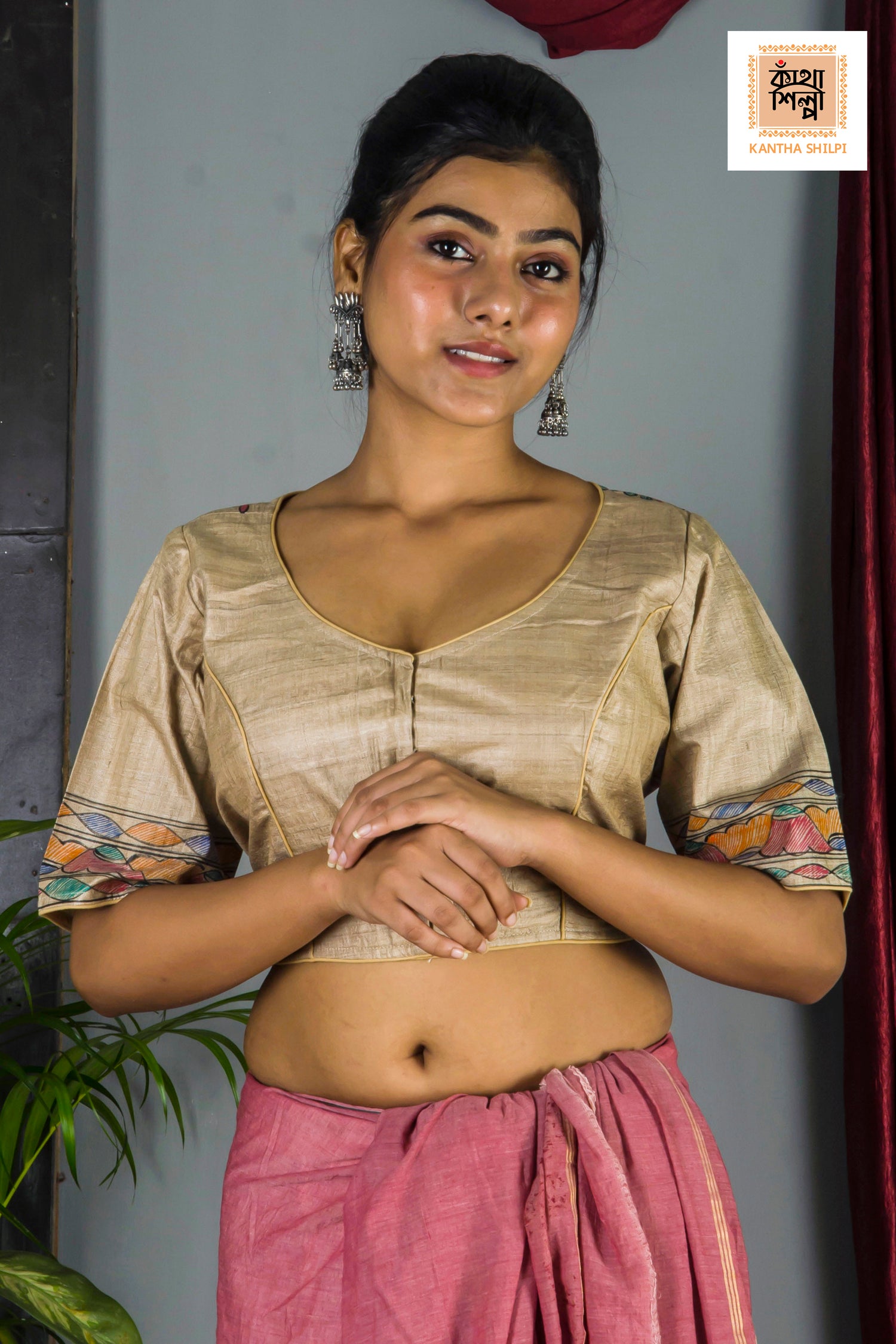 Pure Gachi Tussar Original Hand Madhubani Painting Blouse