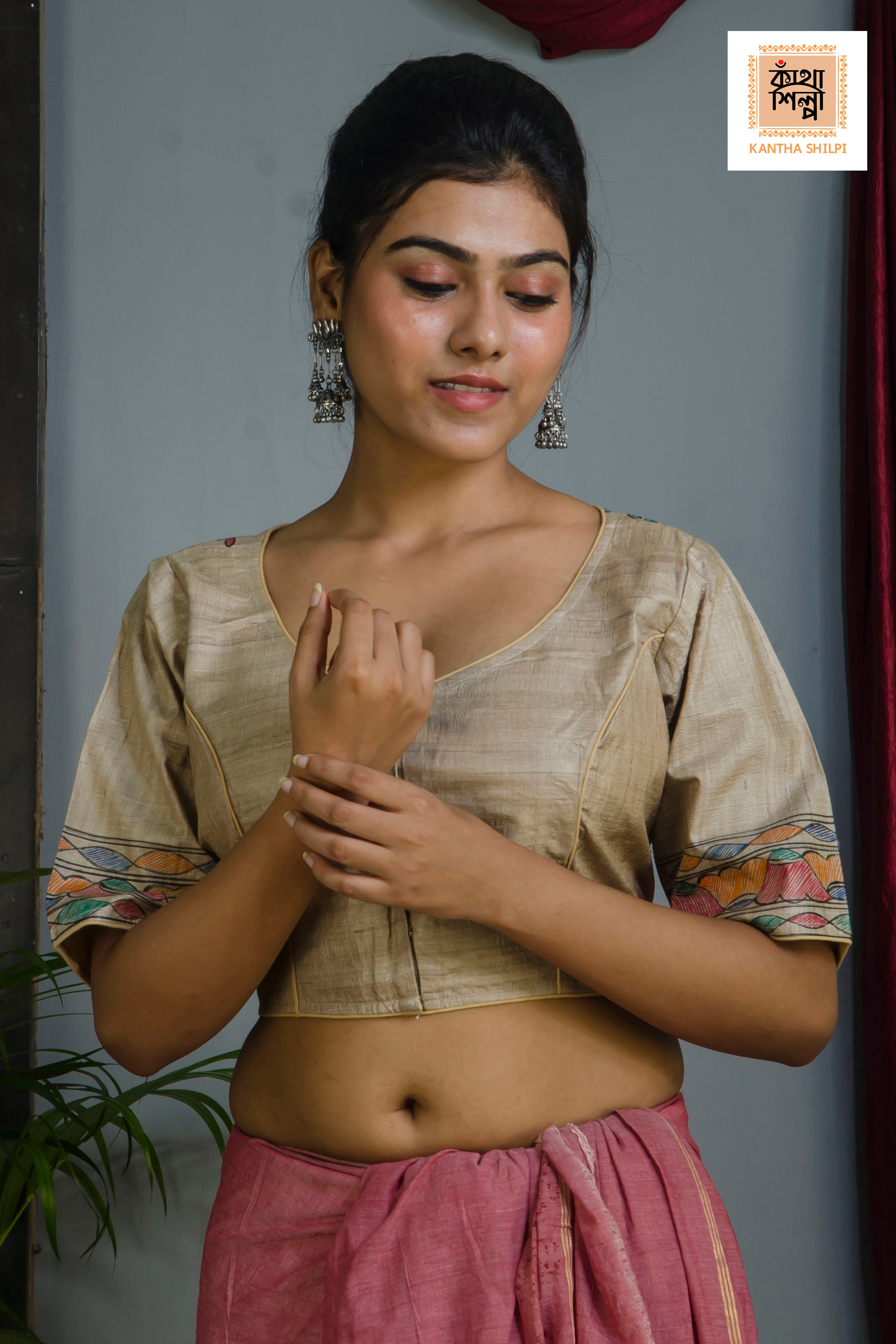 Pure Gachi Tussar Original Hand Madhubani Painting Blouse