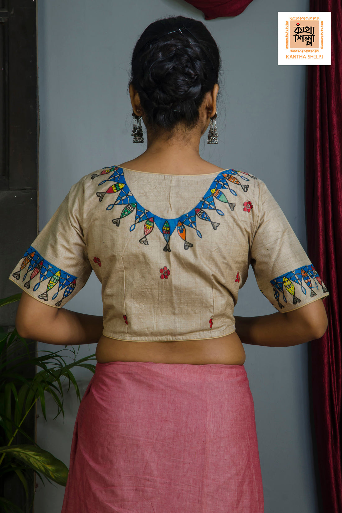 Pure Gachi Tussar Original Hand Madhubani Painting Blouse