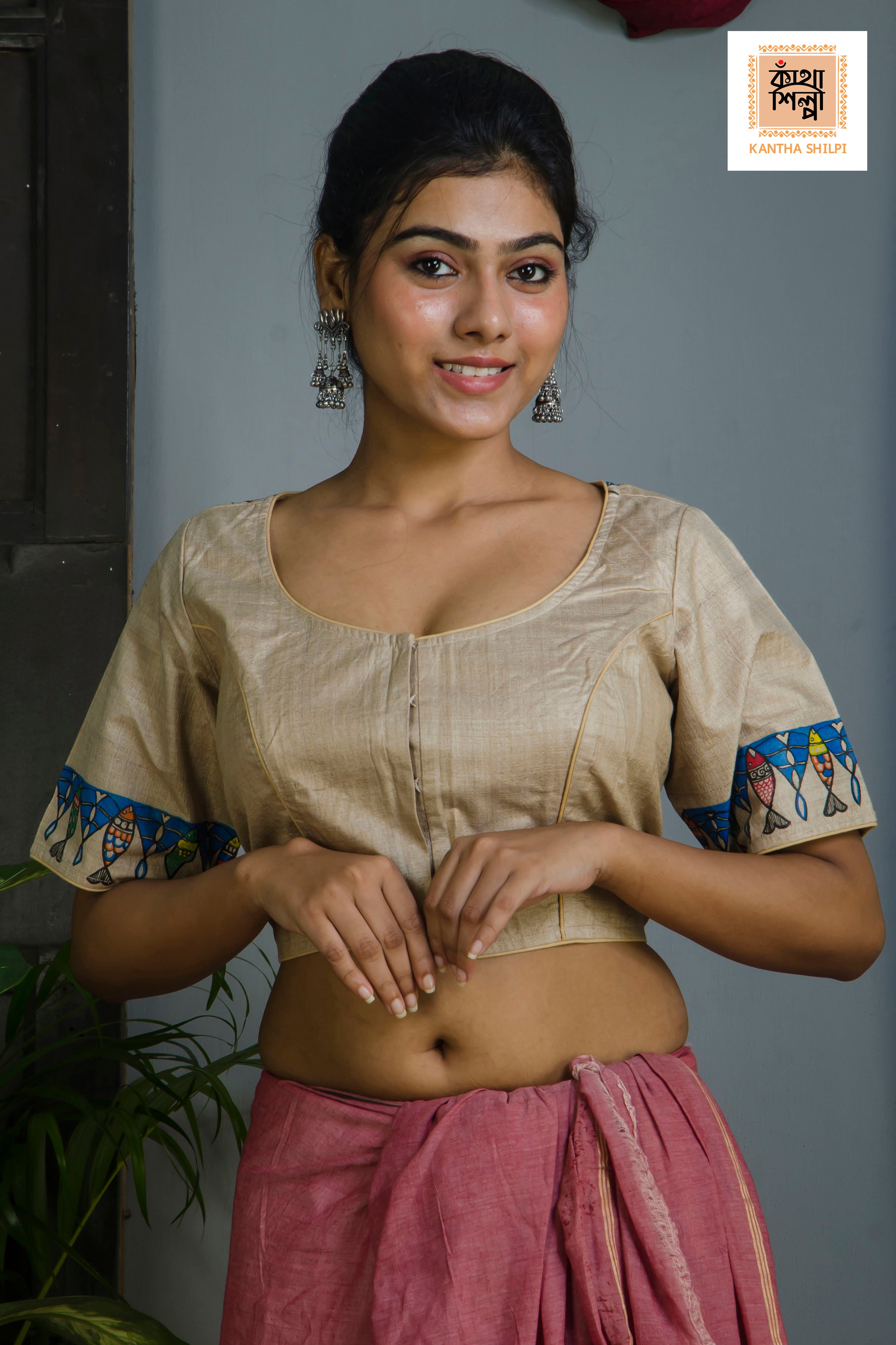 Pure Gachi Tussar Original Hand Madhubani Painting Blouse