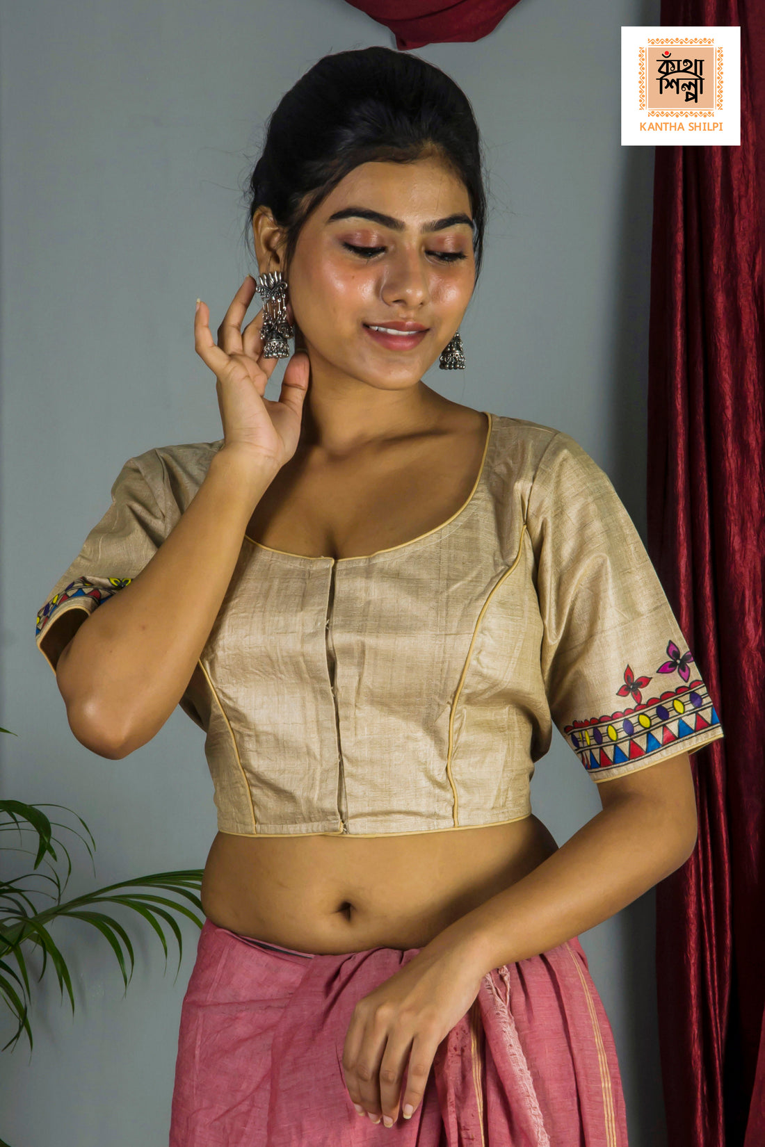 Pure Gachi Tussar Original Hand Madhubani Painting Blouse