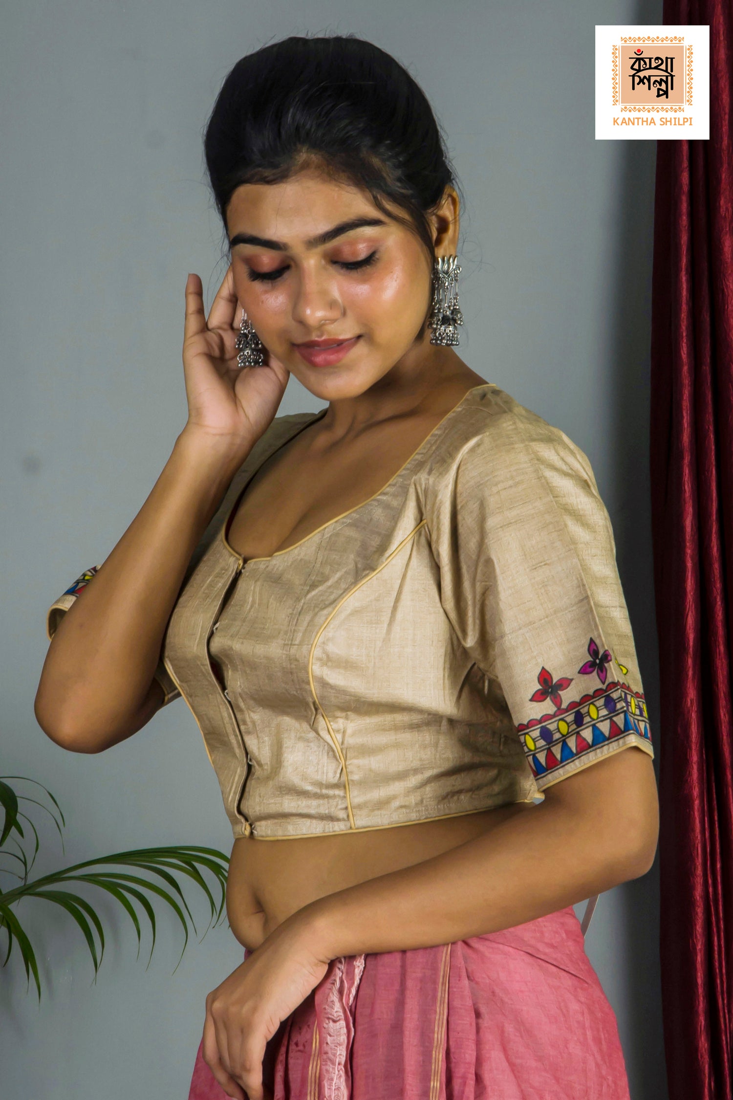 Pure Gachi Tussar Original Hand Madhubani Painting Blouse