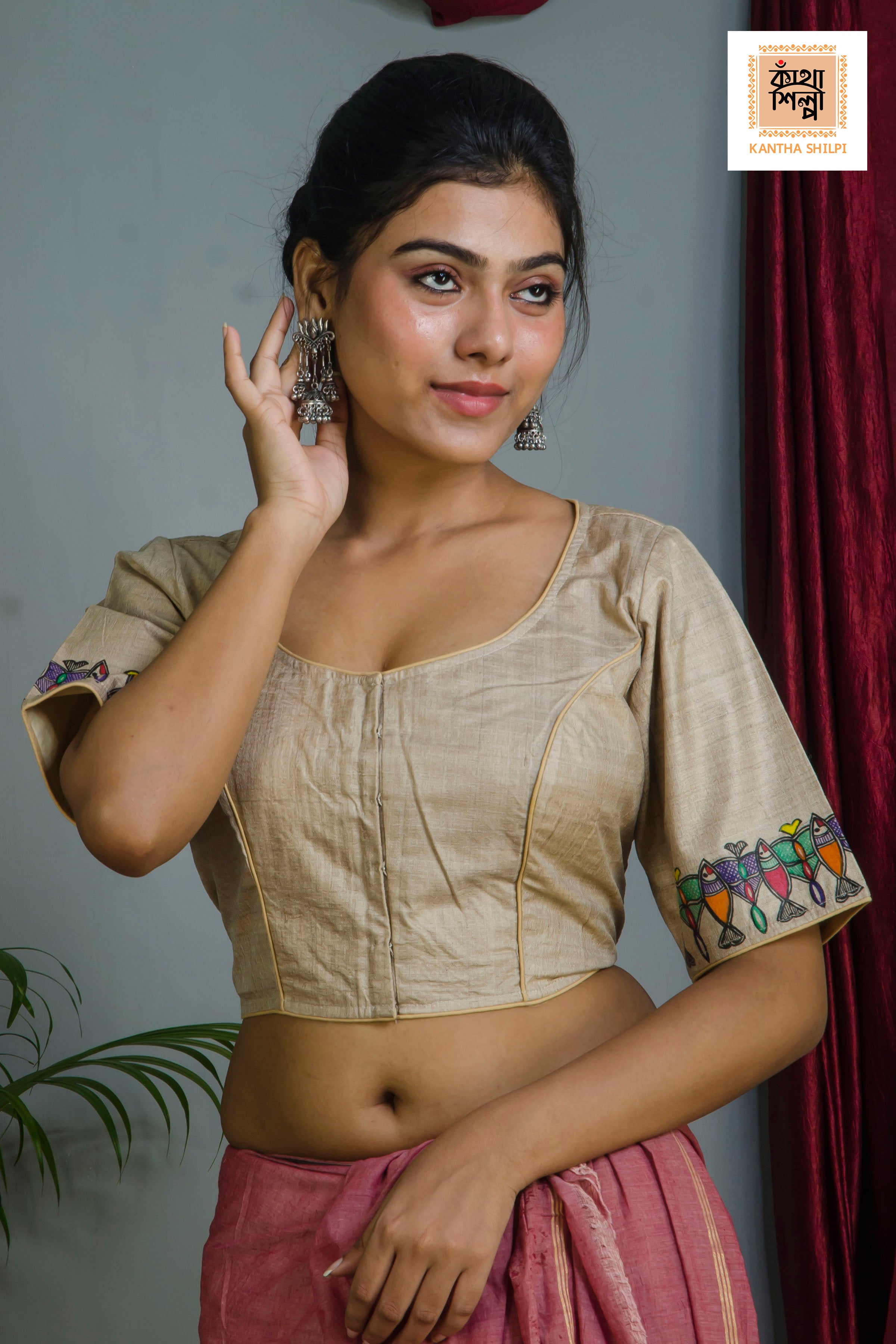 Pure Gachi Tussar Original Hand Madhubani Painting Blouse