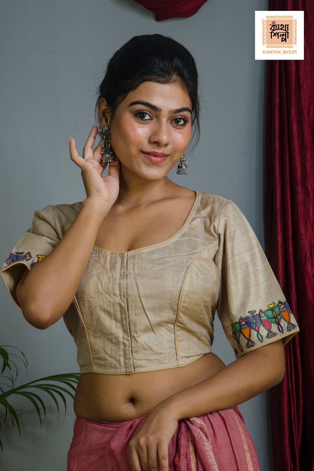 Pure Gachi Tussar Original Hand Madhubani Painting Blouse