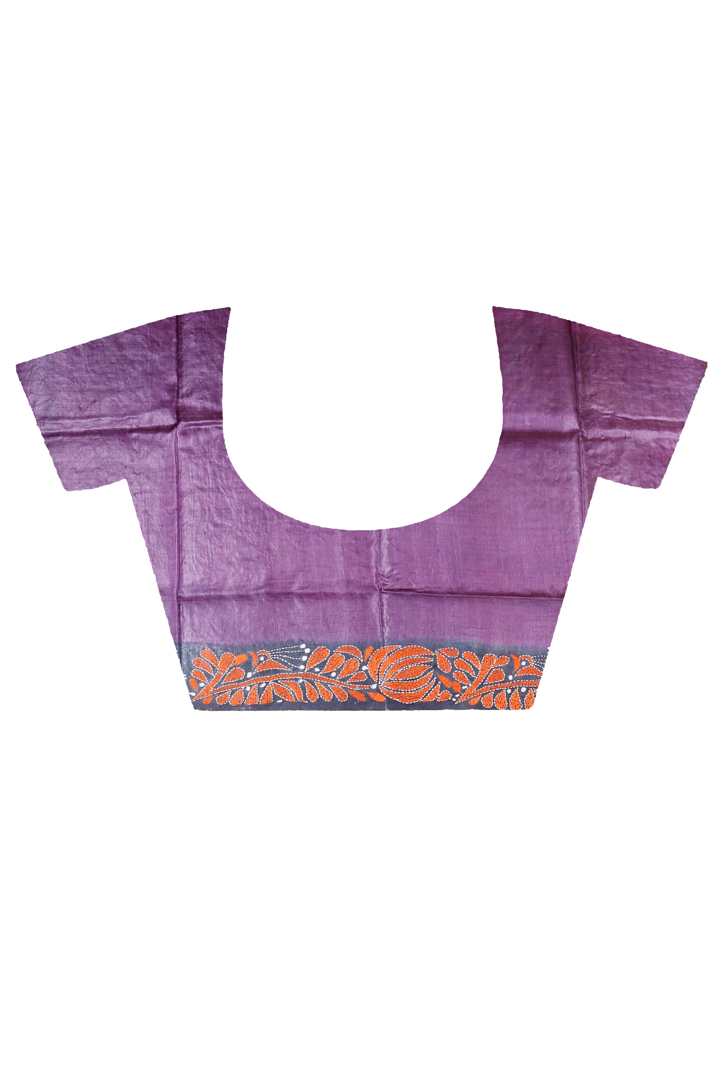 Zori Border Pure Dye Tussar Kantha Stitch Saree
