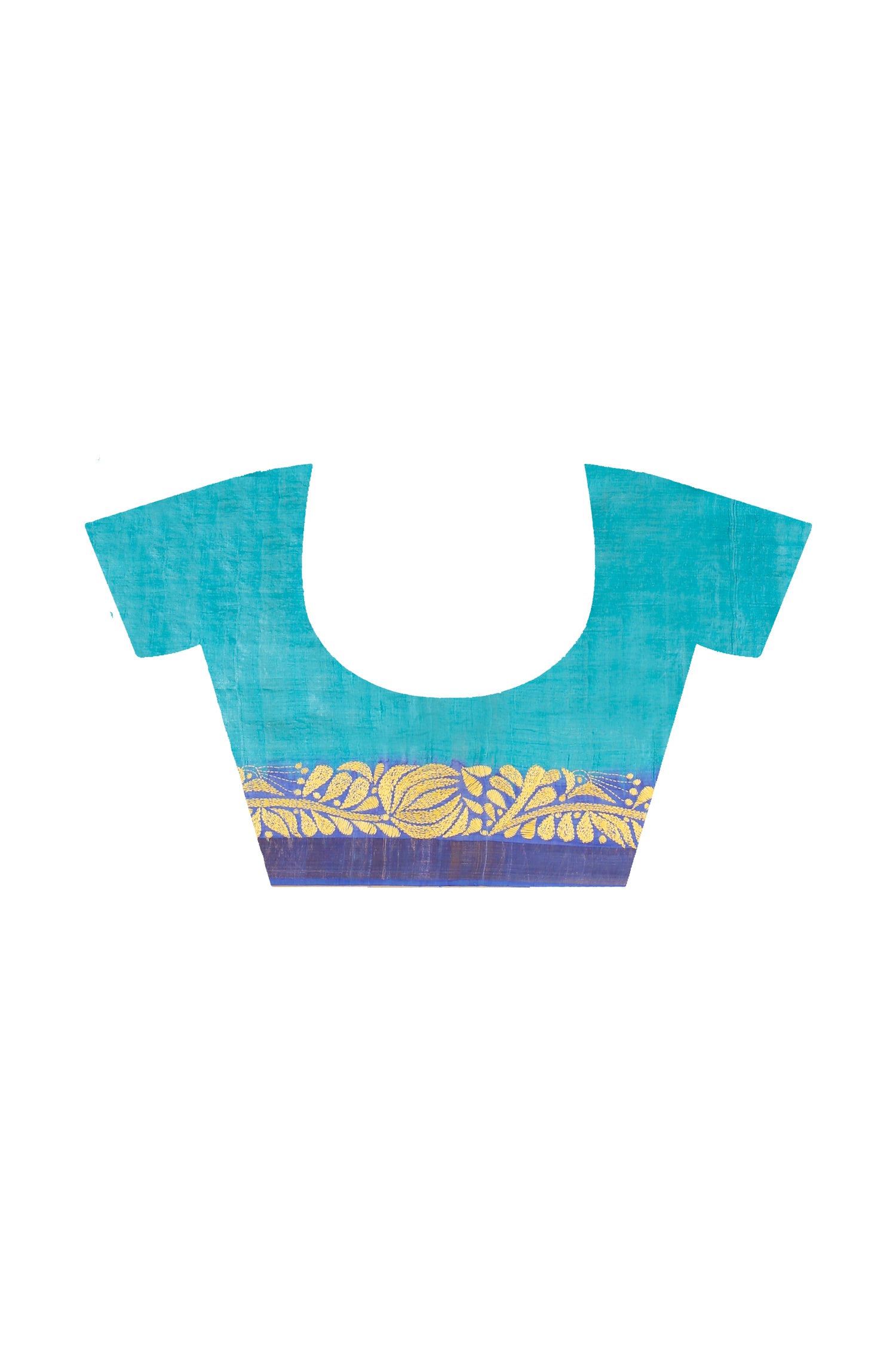 Zori Border Pure Dye Tussar Kantha Stitch Saree