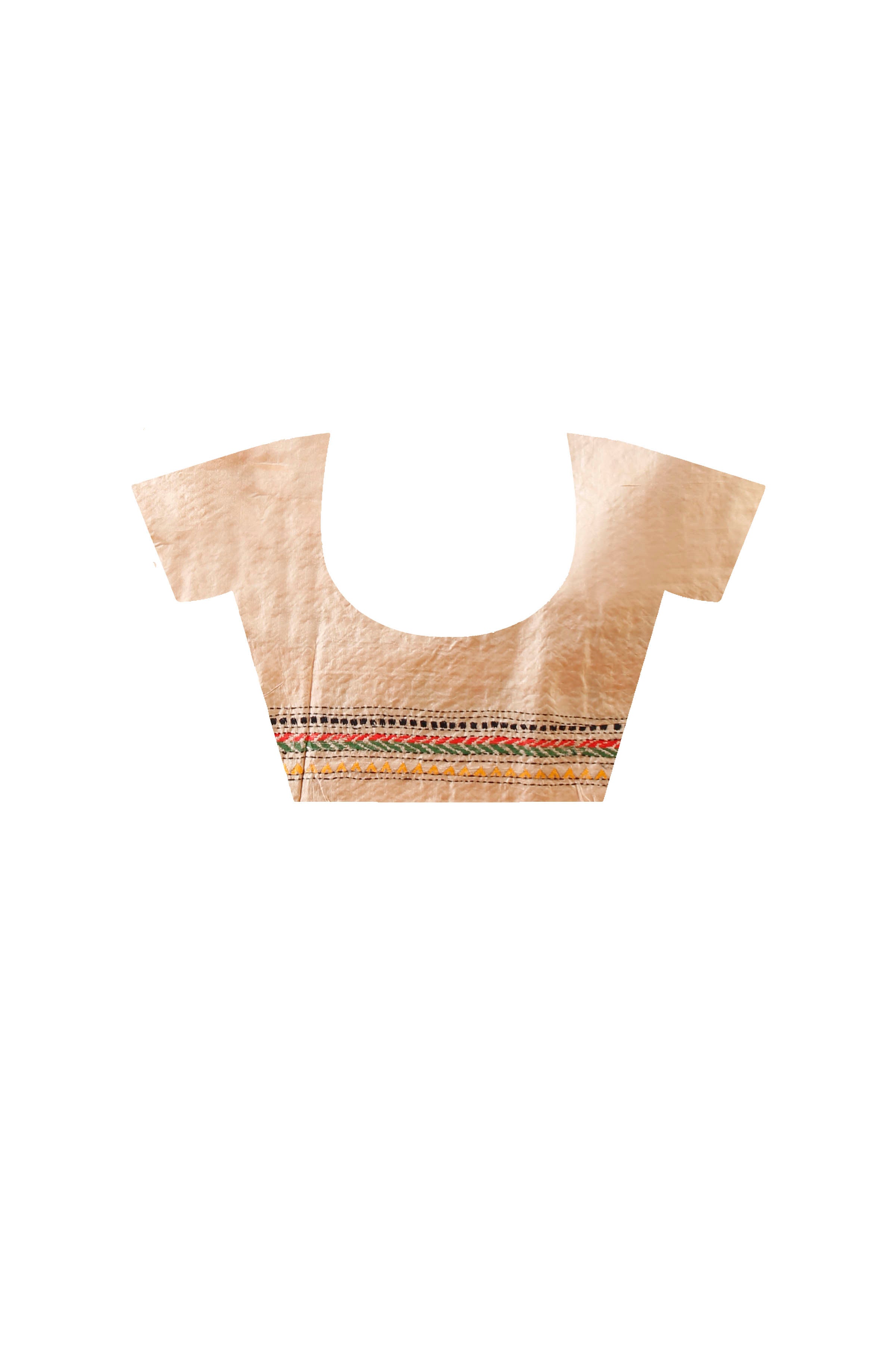 Pure Bangalore Silk Multicolor Thread Work Geometric Pattern Traditional Motif Kantha Stitch Saree
