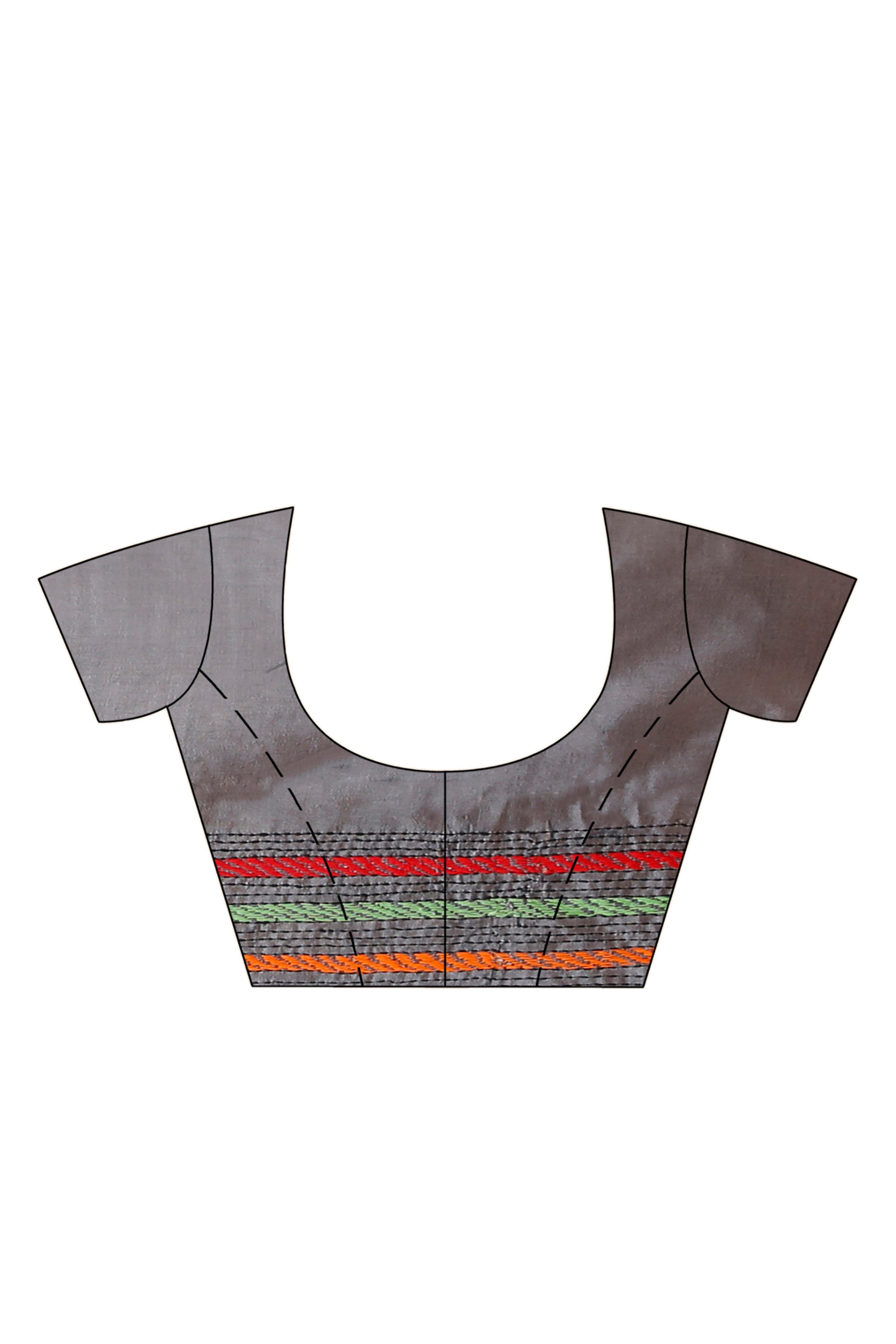 Gray Color Bangalore Silk Multicolor Thread Work Kantha Stitch Saree