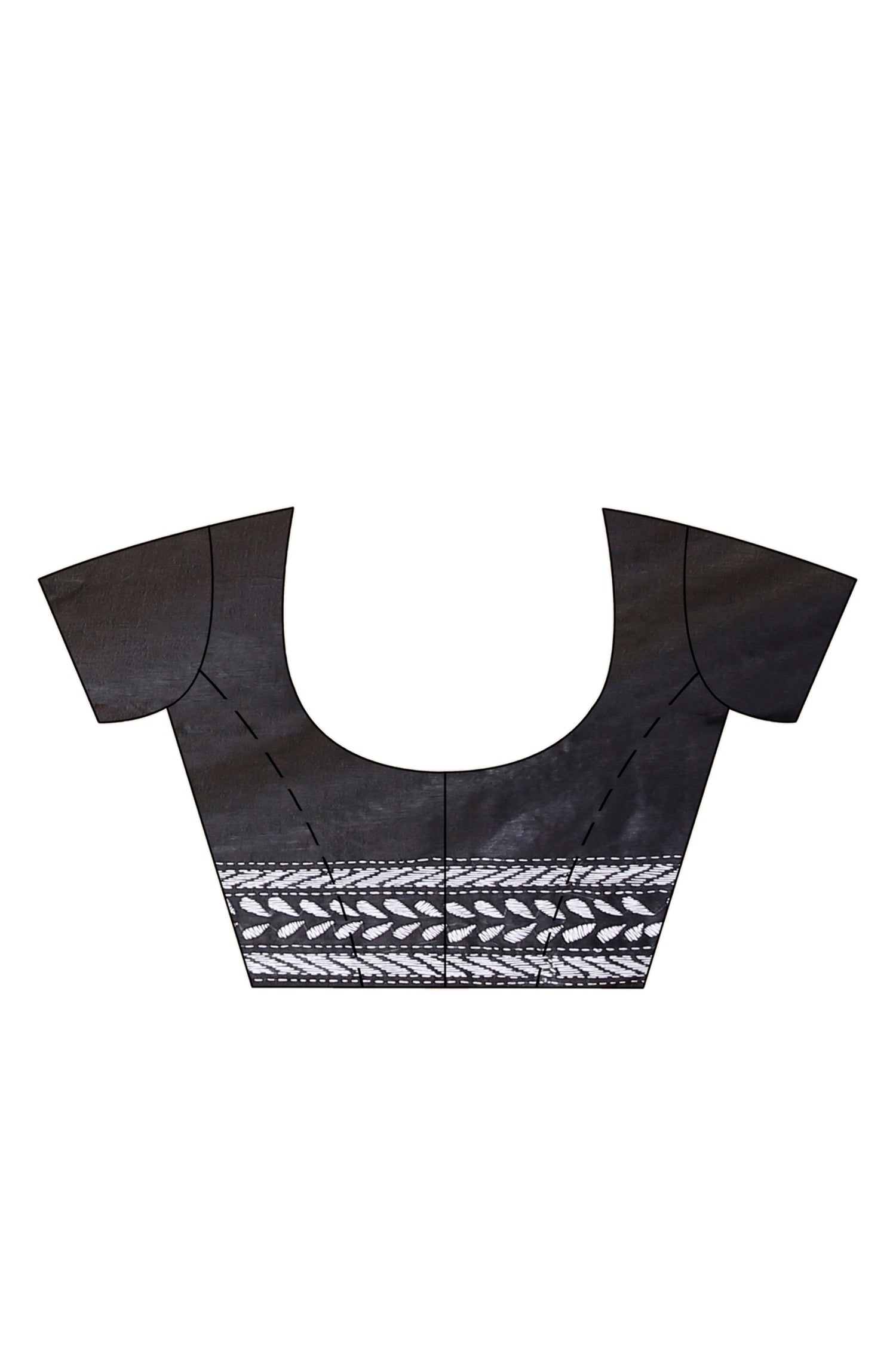 Black Color Bangalore Silk White color Thread Work Kantha Stitch Saree