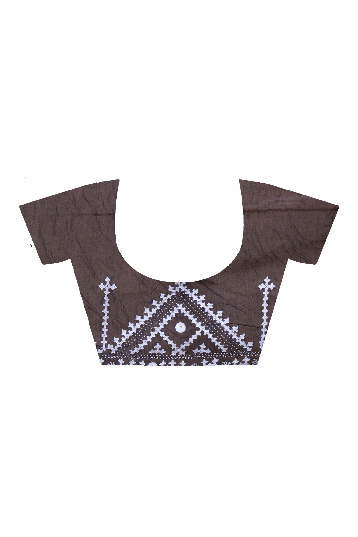 Black Bangalore Silk White Thread Work Gujrati Stitch Saree
