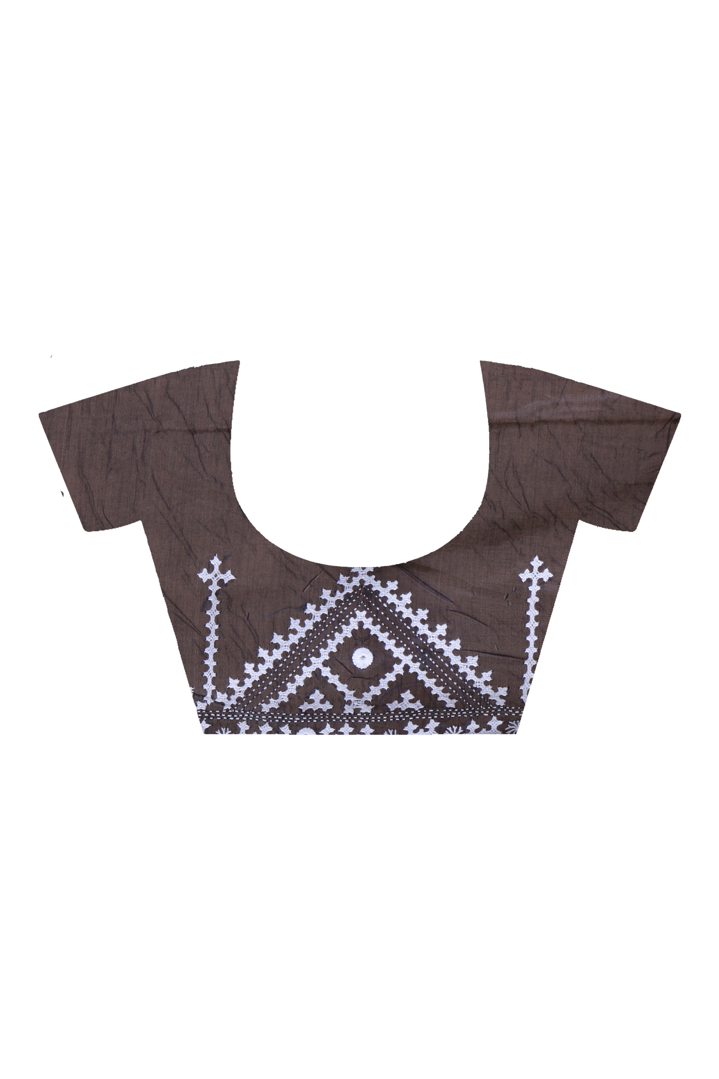 Black Bangalore Silk White Thread Work Gujrati Stitch Saree