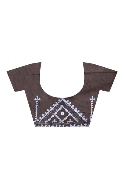 Black Bangalore Silk White Thread Work Gujrati Stitch Saree