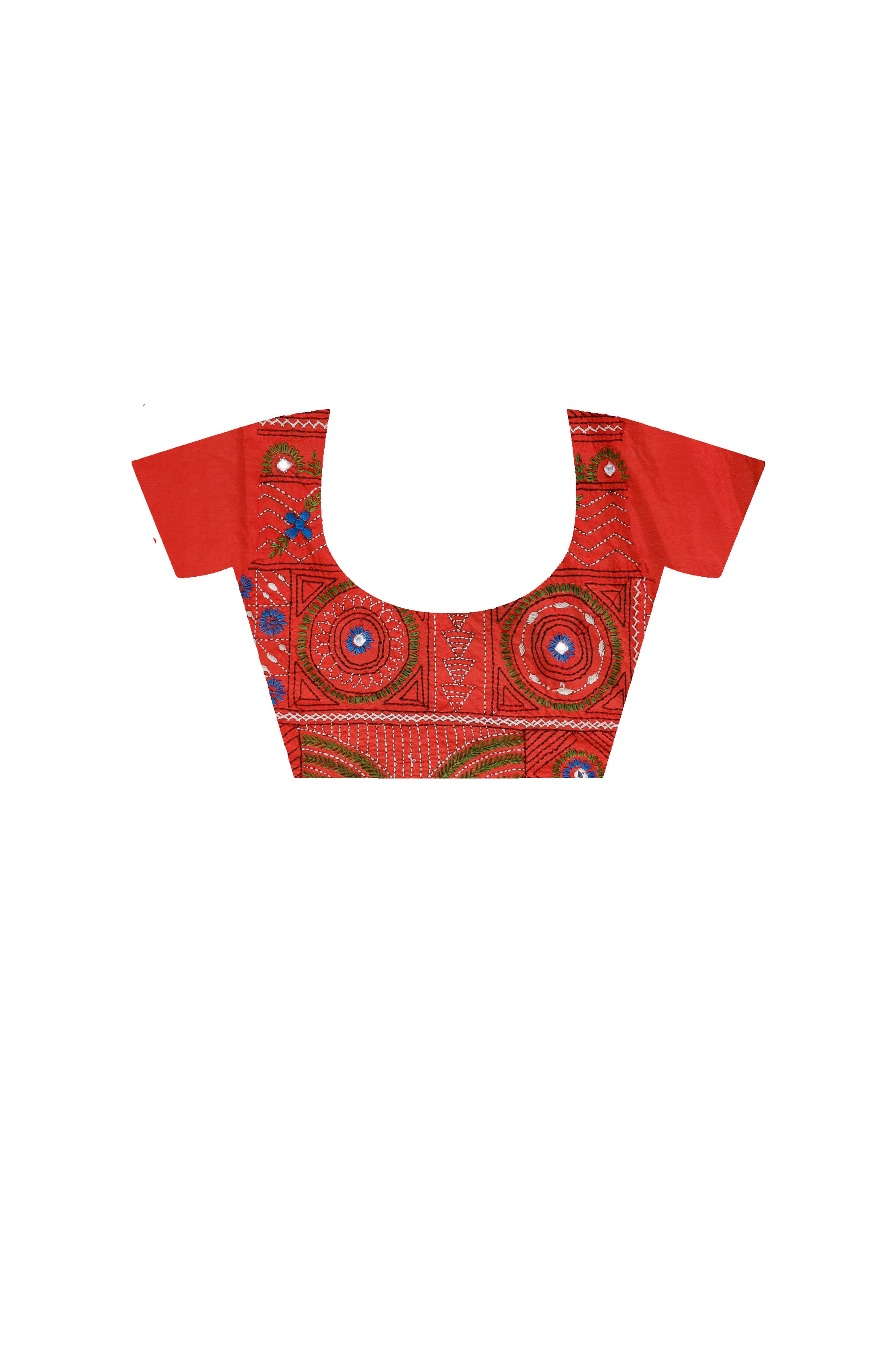 Red Color Bangalore Silk Multicolor Thread Work Lambani Stitch Saree