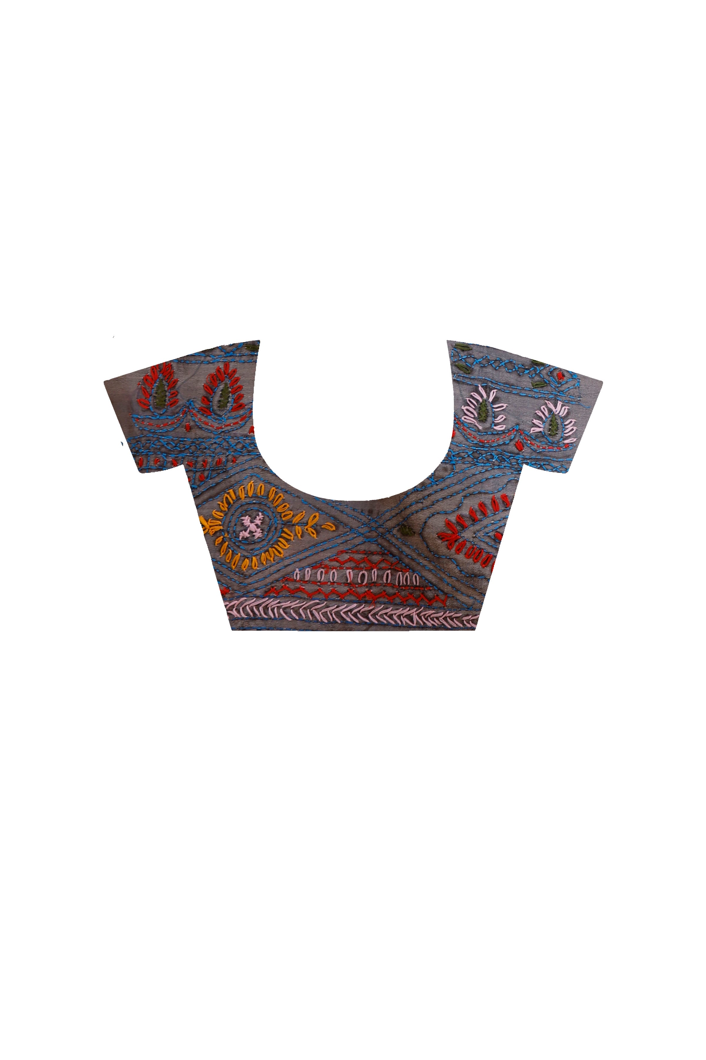 Still Grey Color Bangalore Silk Multicolor Thread Work Lambani Stitch Saree